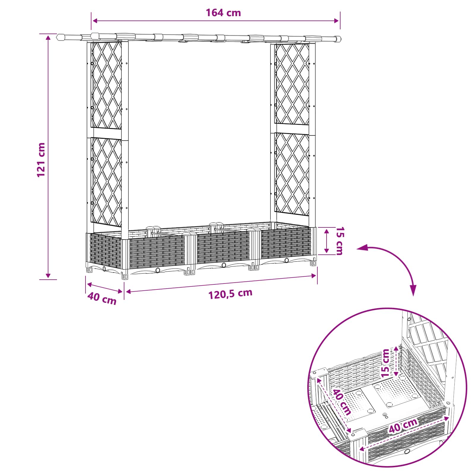 Povišeni krevet s mrežom i krovom Sivi 164 x 40 x 123 cm PP