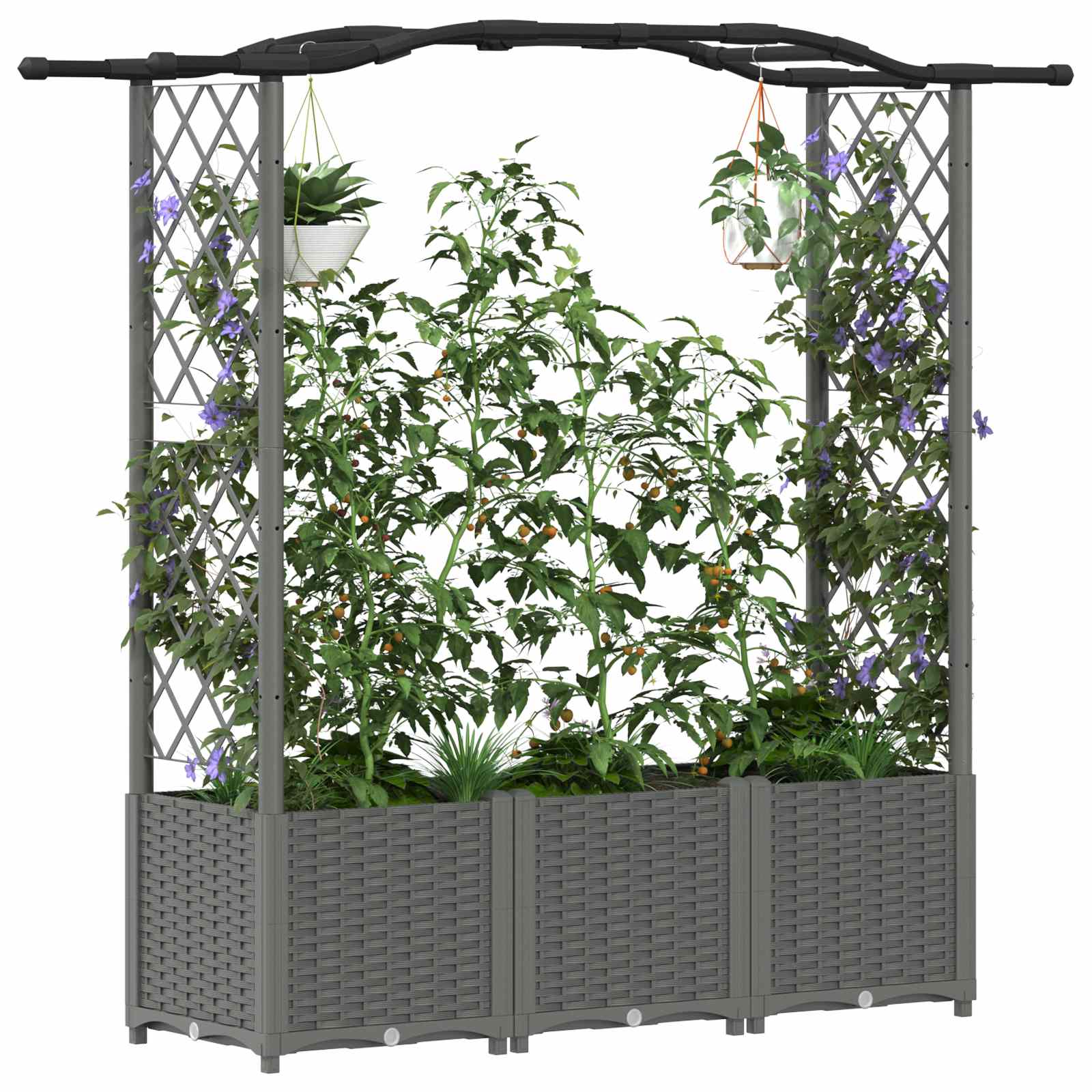 Povišeni krevet s mrežom i krovom Svijetlo siva PP