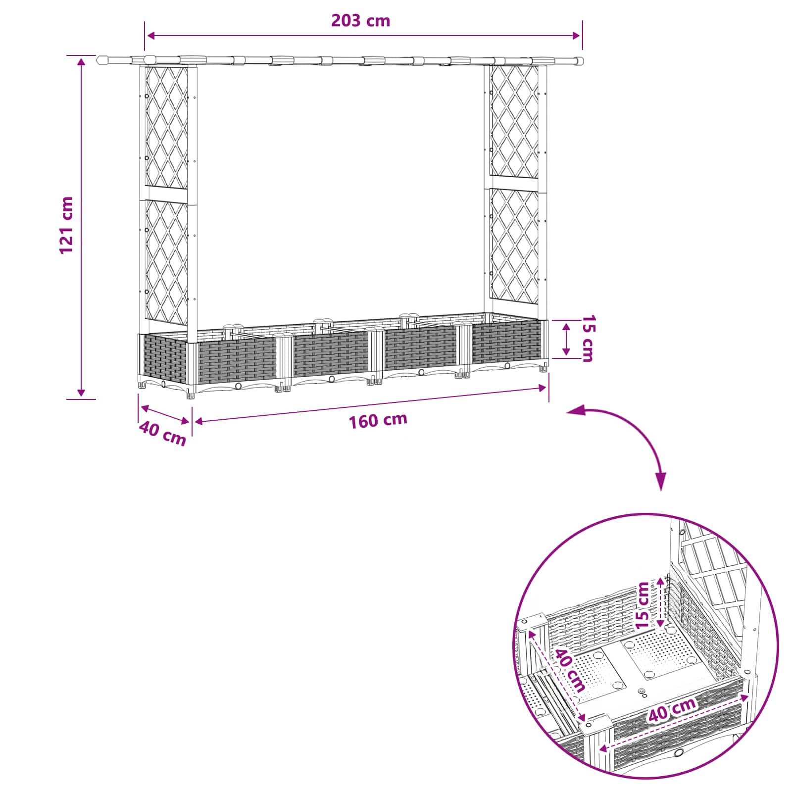 Povišeni krevet s mrežom i krovom Svjetlosiva 203 x 40 x 121 cm