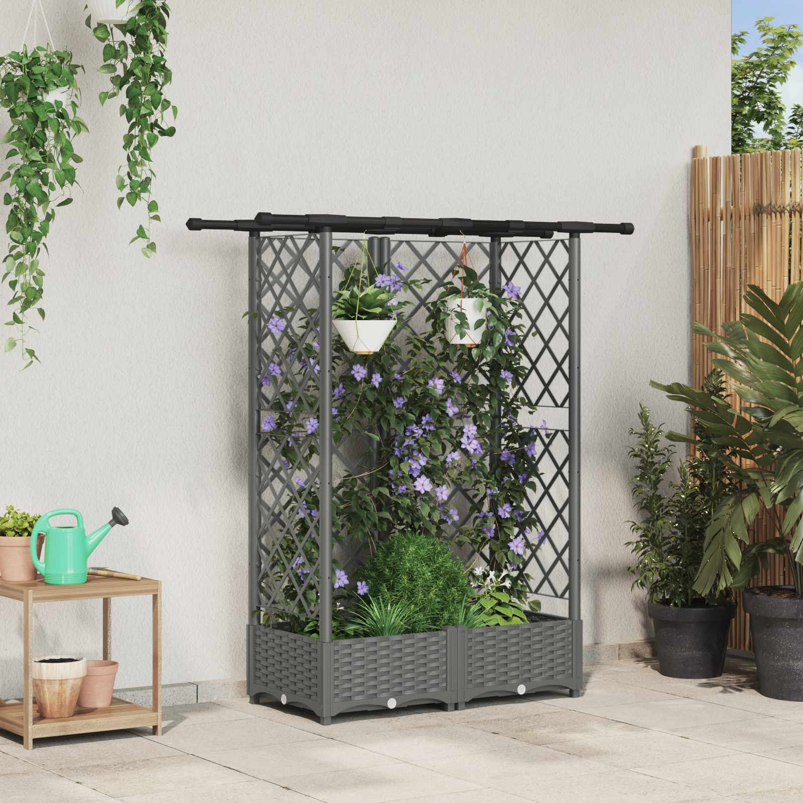 Povišeni krevet s mrežom i krovom Svjetlosiva 124 x 40 x 121 cm