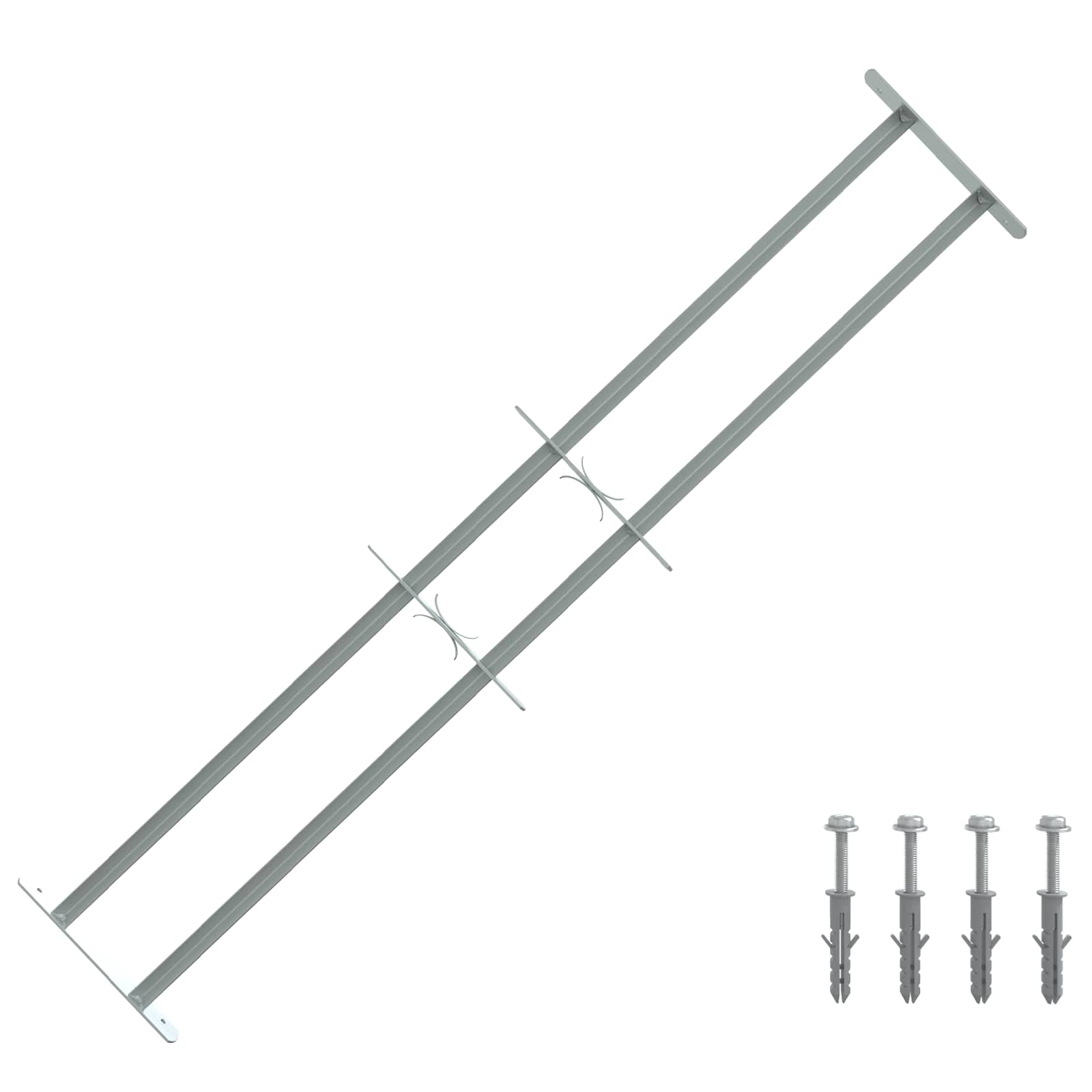 Rešetka za sigurnost prozora s 2 prekrižena nosača 3 kom. Srebrna 930-1740 mm