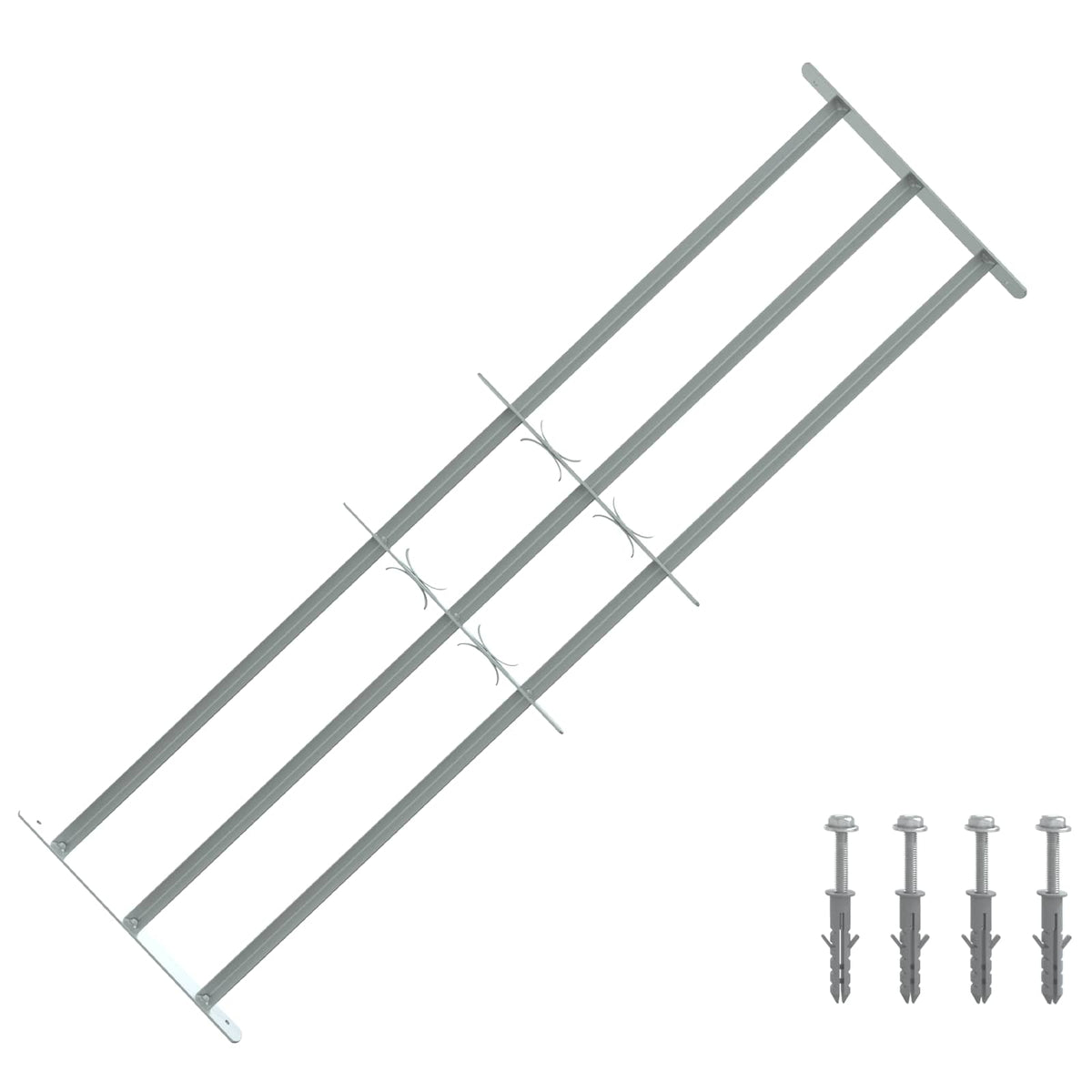 Sigurnosna rešetka za prozore s 3 poprečna okvira 3 kom. Srebrna 930-1740 mm