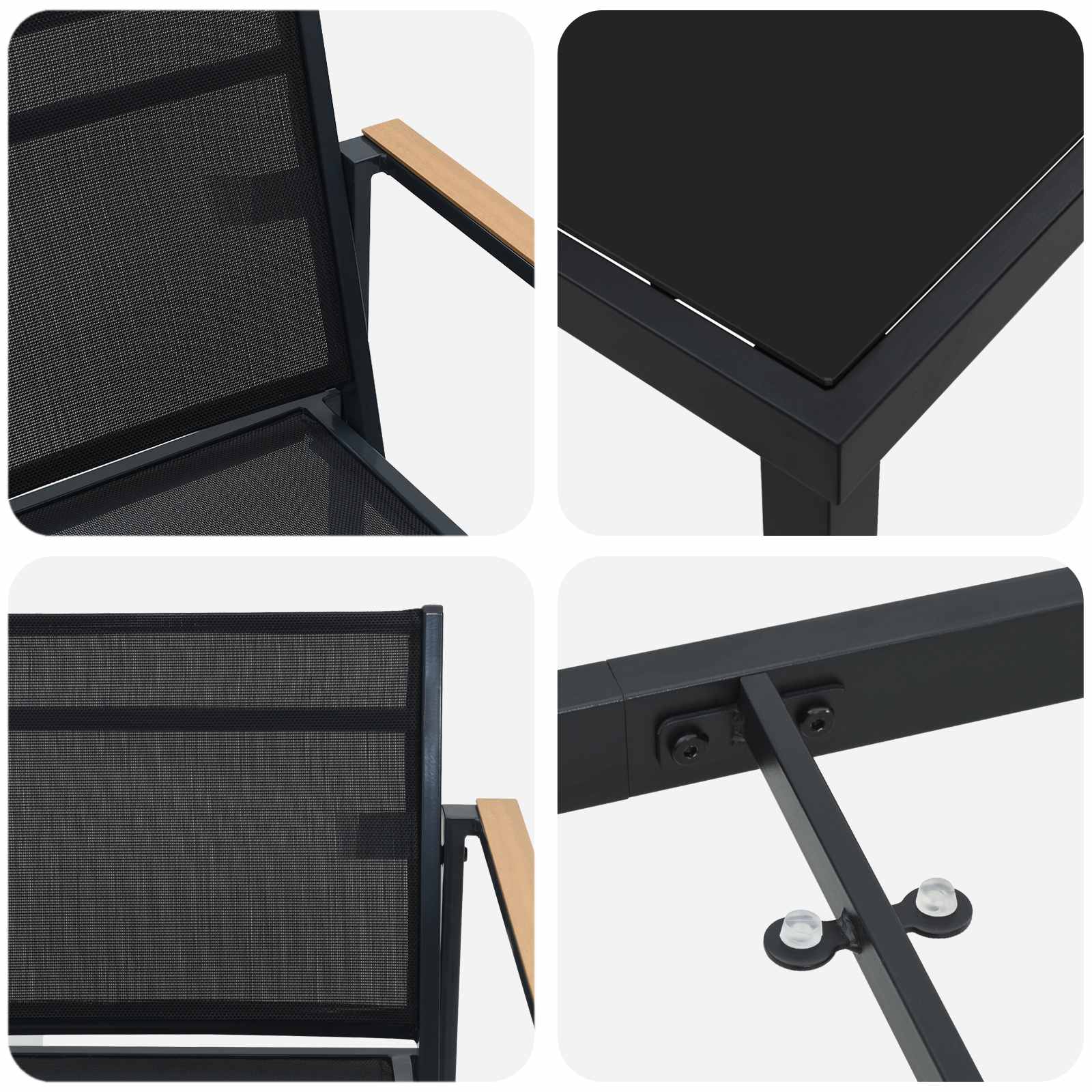 Set vanjskog namještaja 9 pcs Crna i antracit Tekstilen