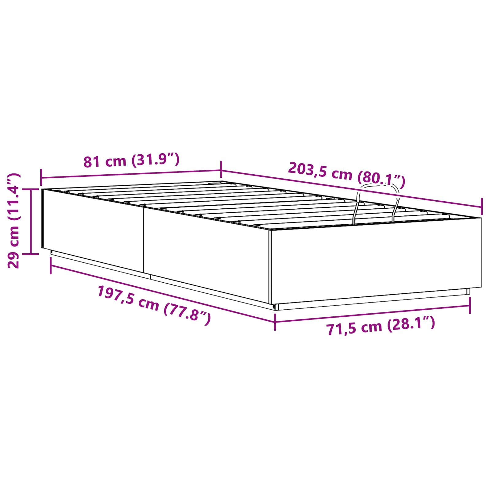 Otomanski krevet Vosak Smeđa 80 x 200 cm Masivna borovina