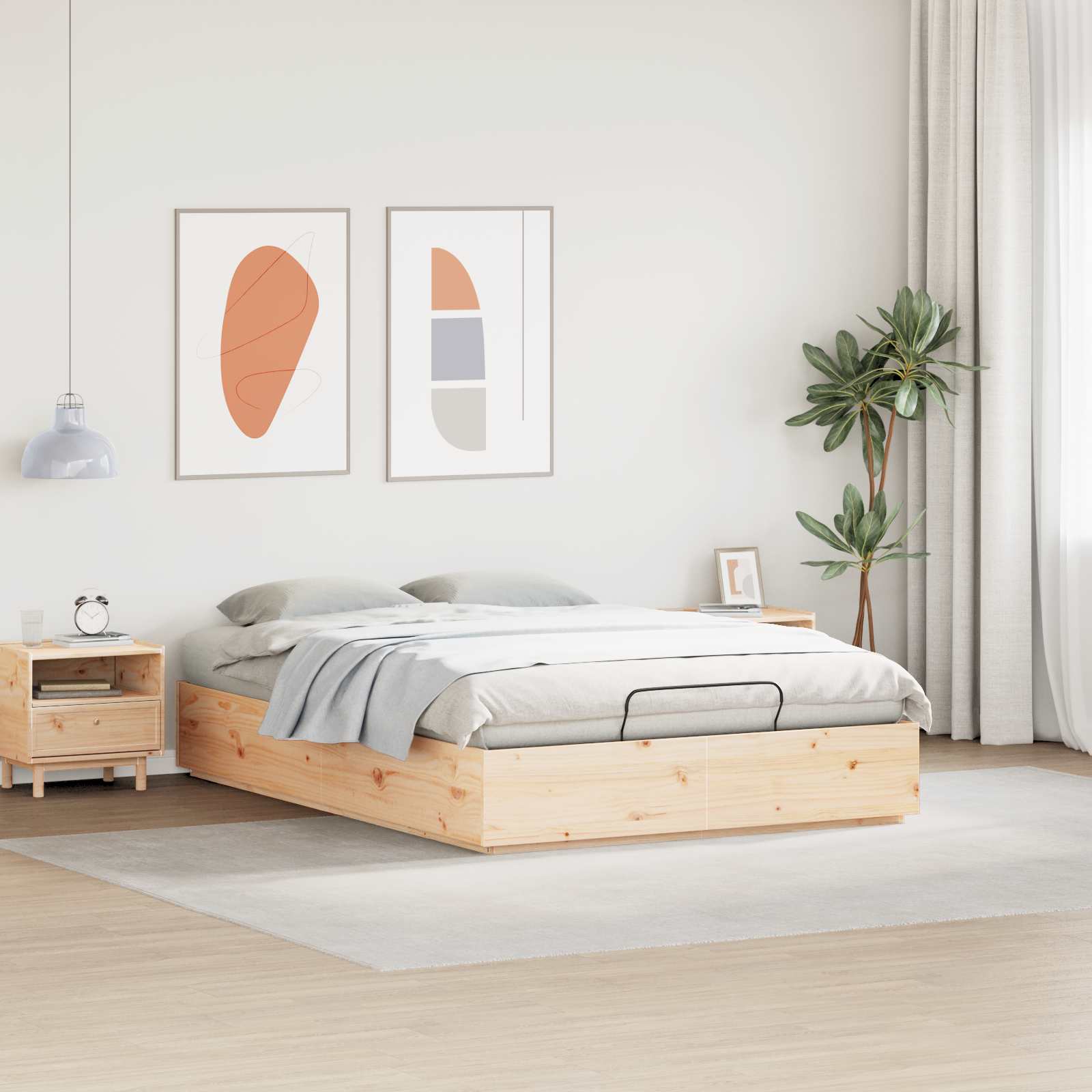 Otomanski krevet Prirodna 120 x 190 cm Masivna borovina