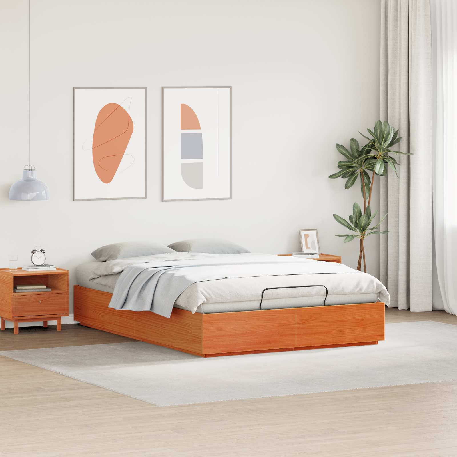 Otomanski krevet Vosak Smeđa 120 x 200 cm Masivna borovina