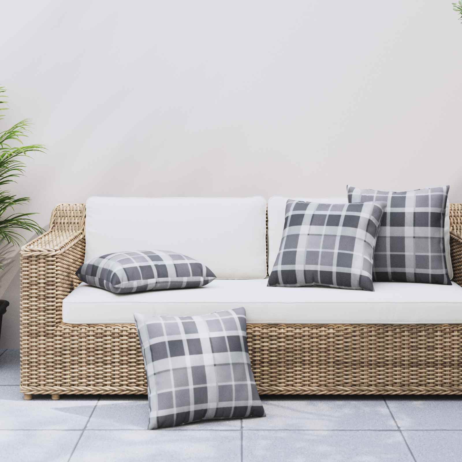 Jastučić za van Kockasto 4 pcs Sivi karirani 50 x 50 cm Tkanina