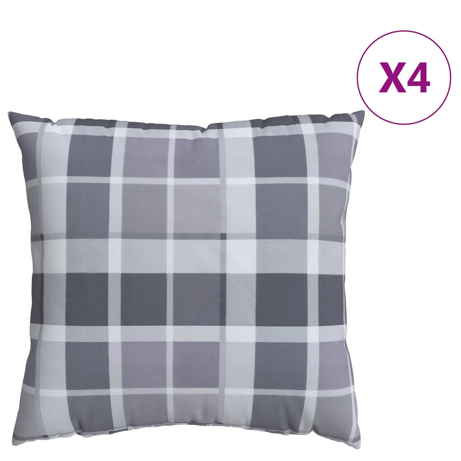Jastučić za van Kockasto 4 pcs Sivi karirani 50 x 50 cm Tkanina