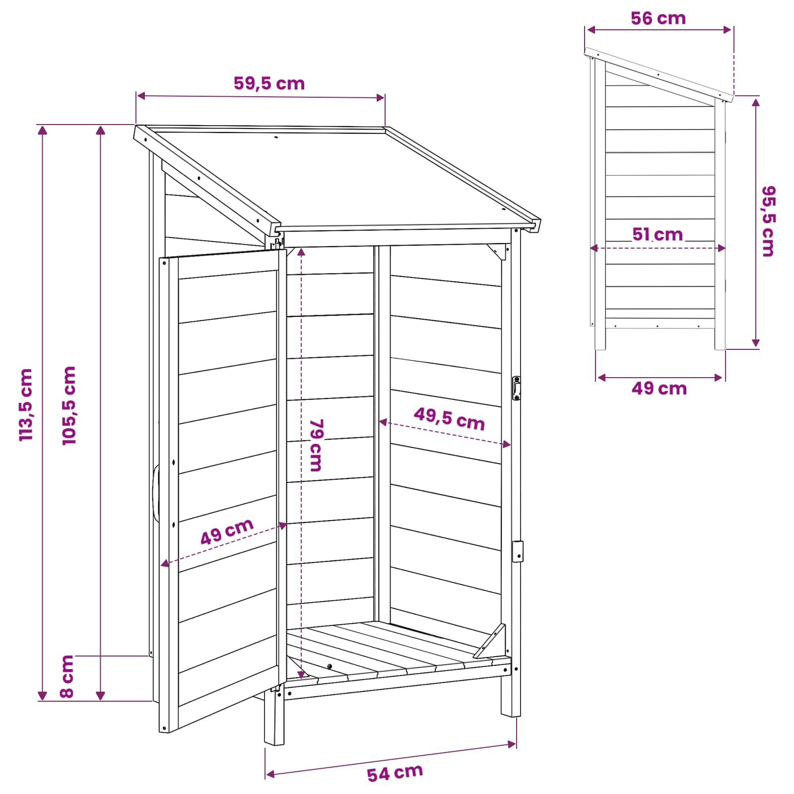 Vrtna Šupa Siva 59,5 x 56 x 113,5 cm Konstruirano drvo