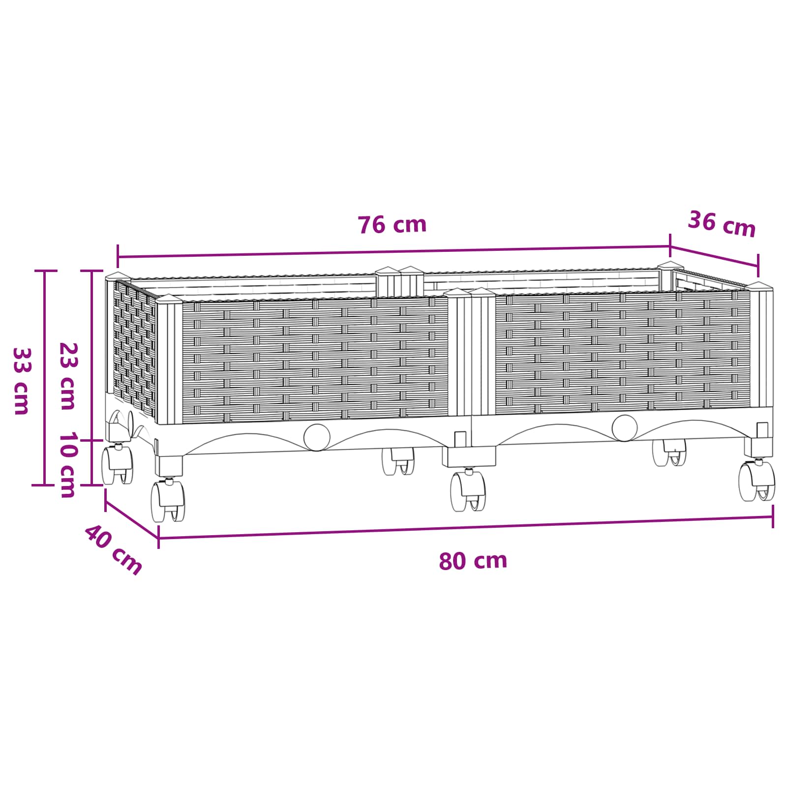 Vrtni saksija s kotačima Plavo Sivo 80 x 40 x 33 cm PP