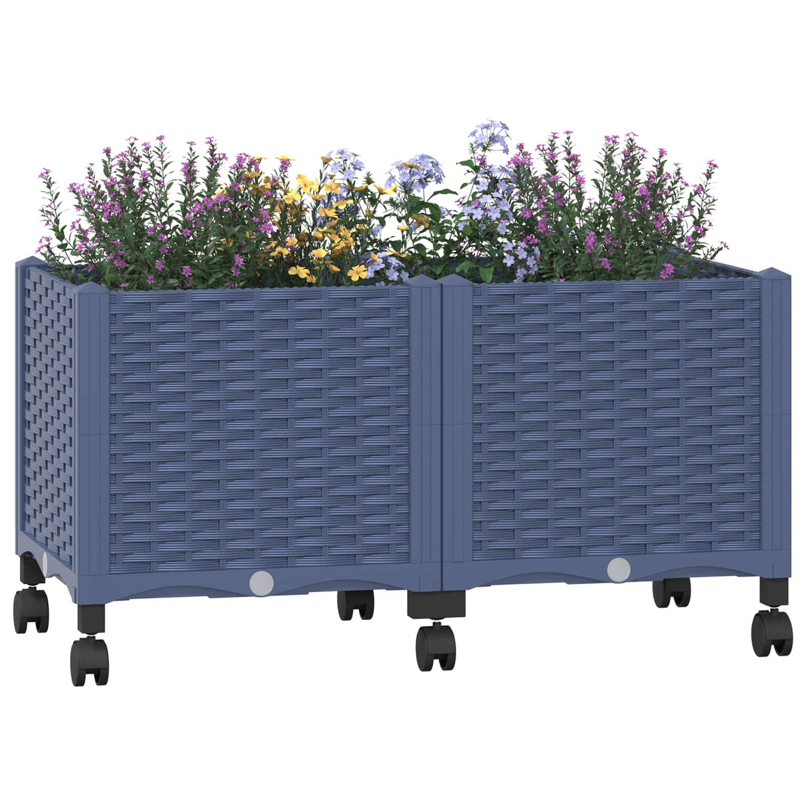 Vrtni saksija s kotačima Plavo Sivo 80 x 40 x 48 cm PP
