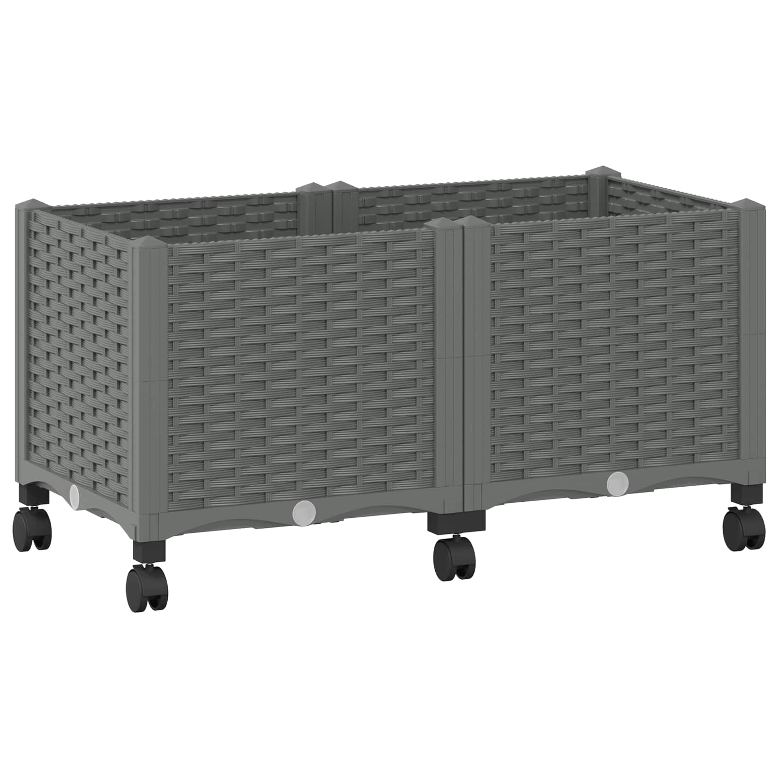 Vrtni saksija s kotačima Svjetlosiva 80 x 40 x 48 cm PP