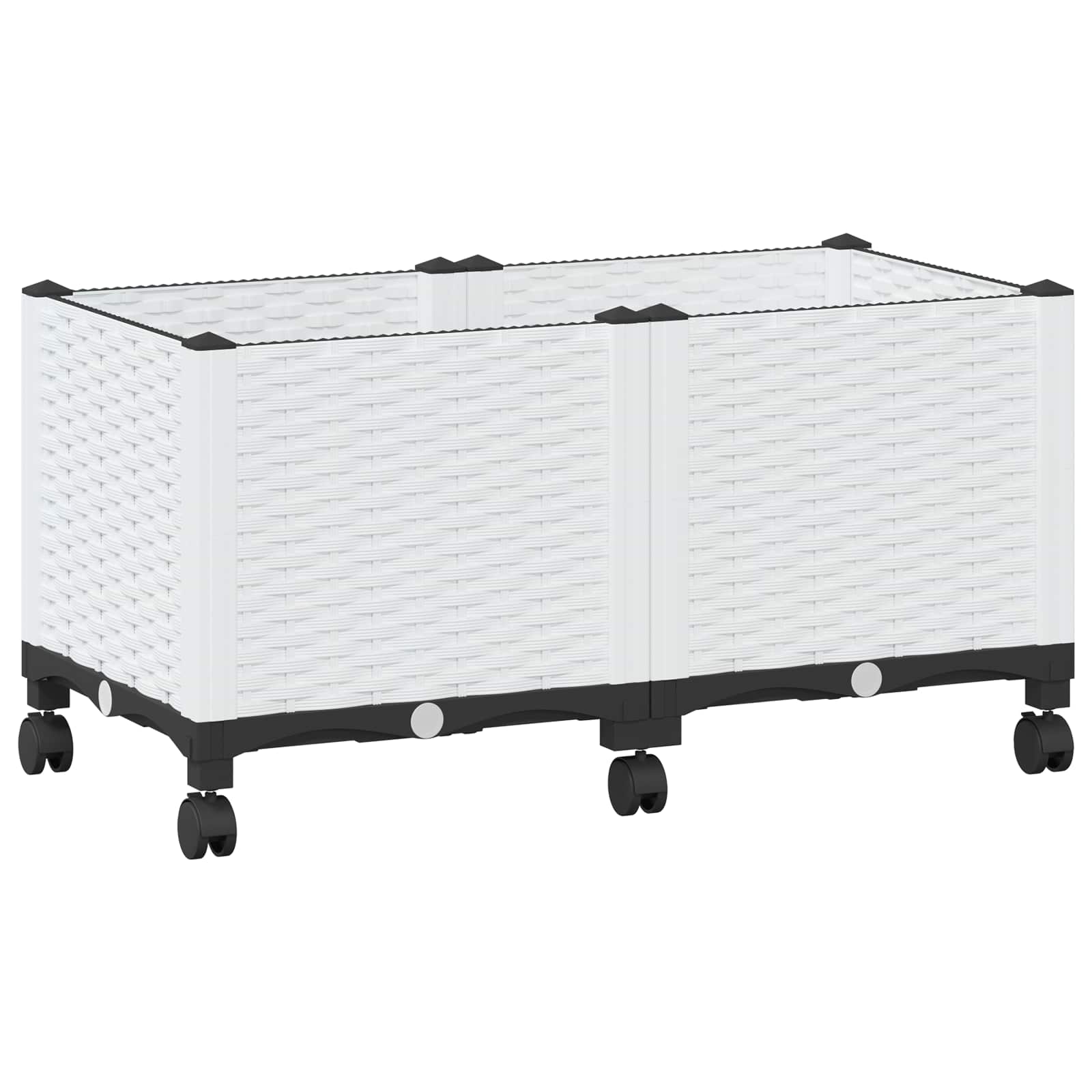 Vrtni saksija s kotačima Bijela 80 x 40 x 48 cm PP