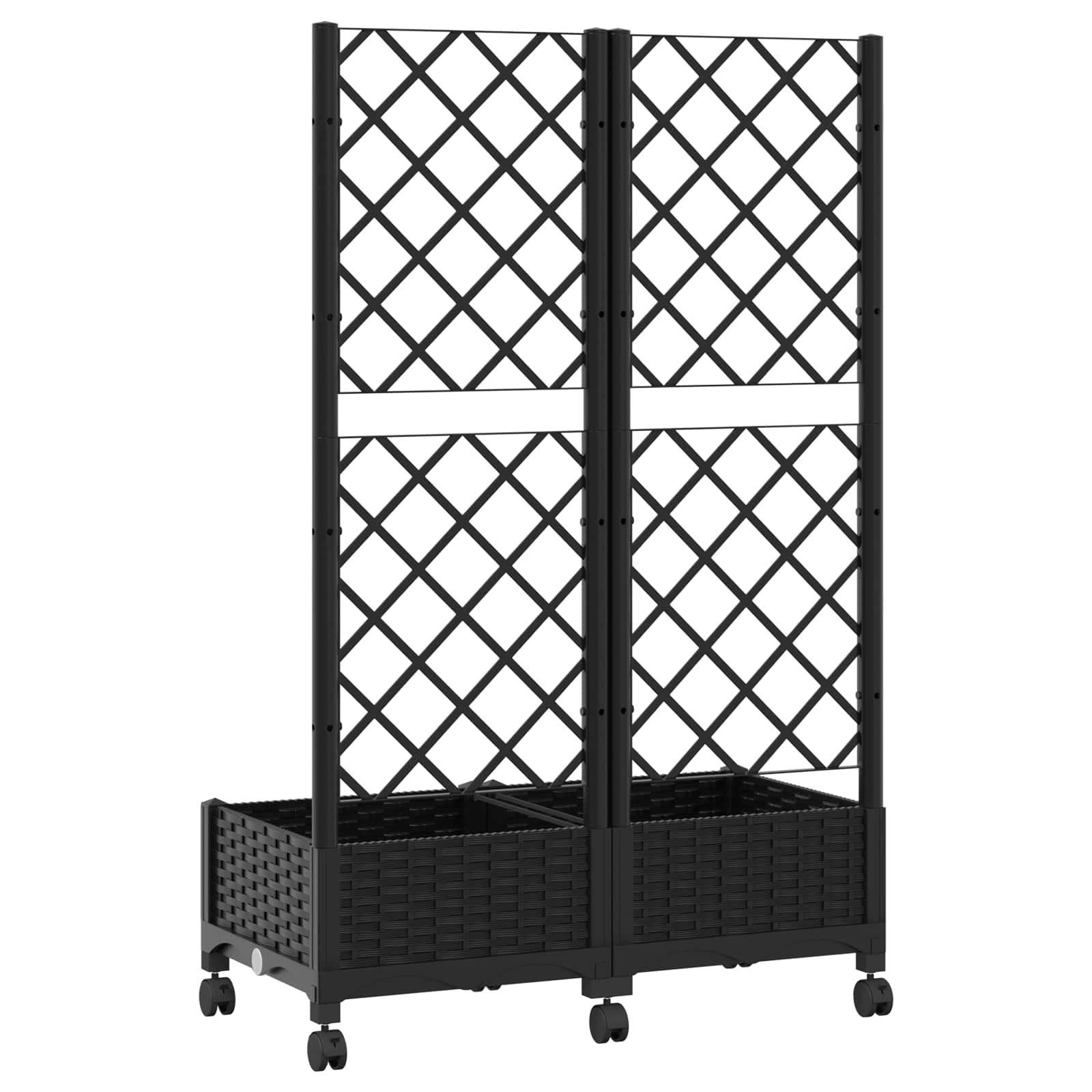 Vrtni saksija s rešetkom i kotačima Crna 80 x 40 x 131,5 cm PP