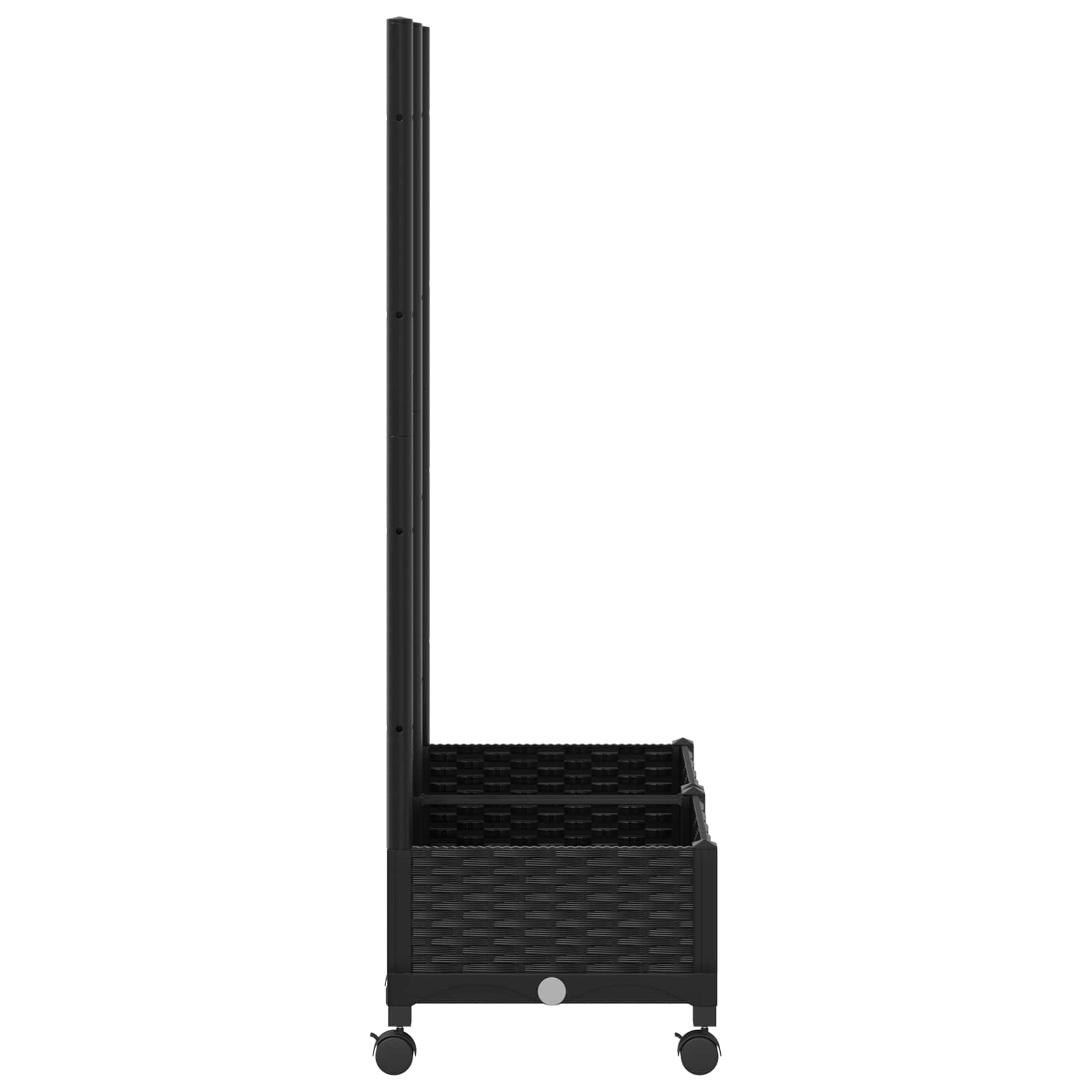 Vrtni saksija s rešetkom i kotačima Crna 80 x 40 x 131,5 cm PP