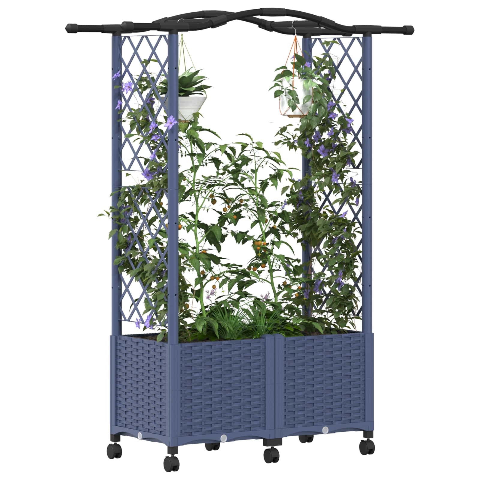 Povišeni krevet s mrežom i krovom Siva 125 x 40 x 144 cm PP