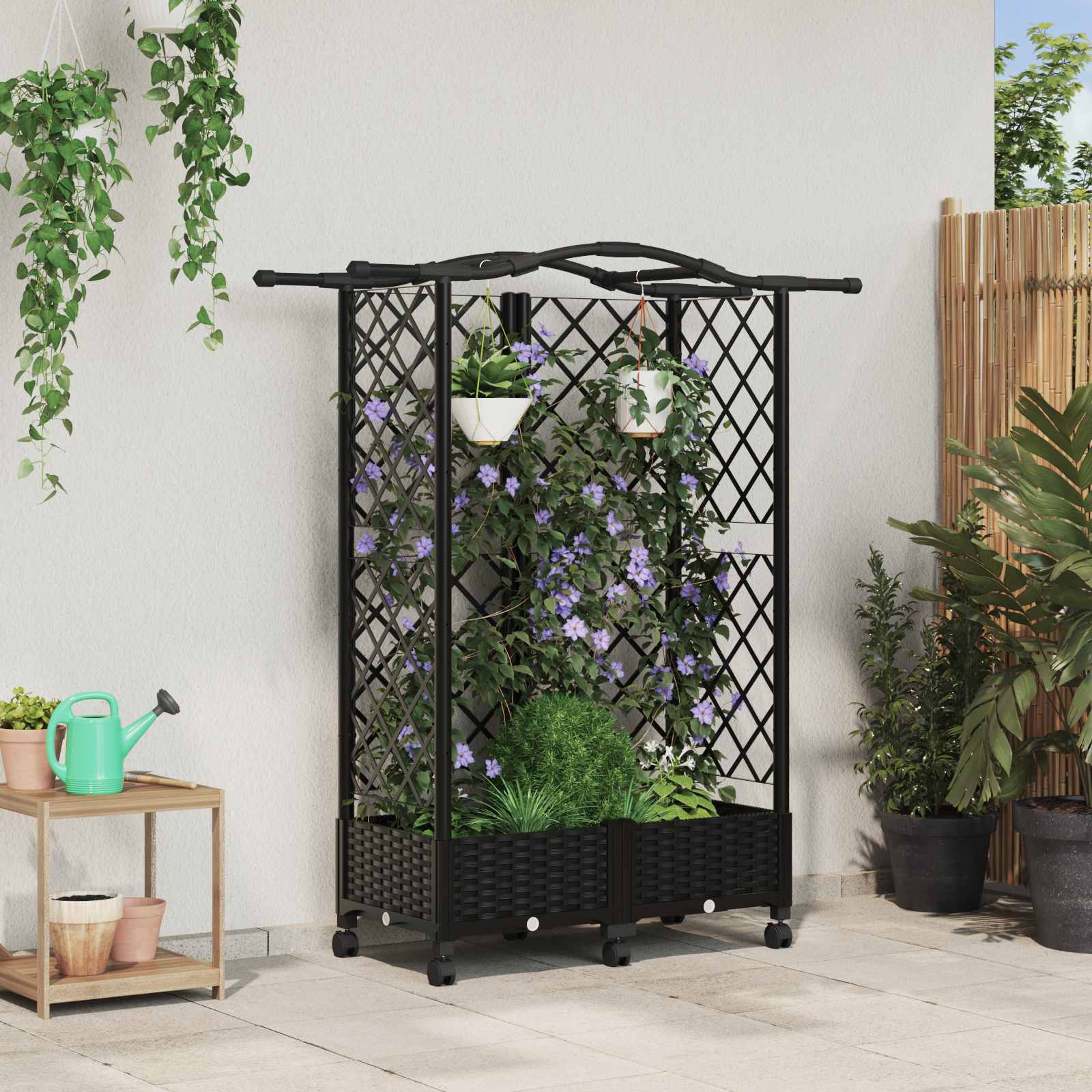 Povišeni krevet s mrežom i krovom Crna 124 x 40 x 129 cm PP