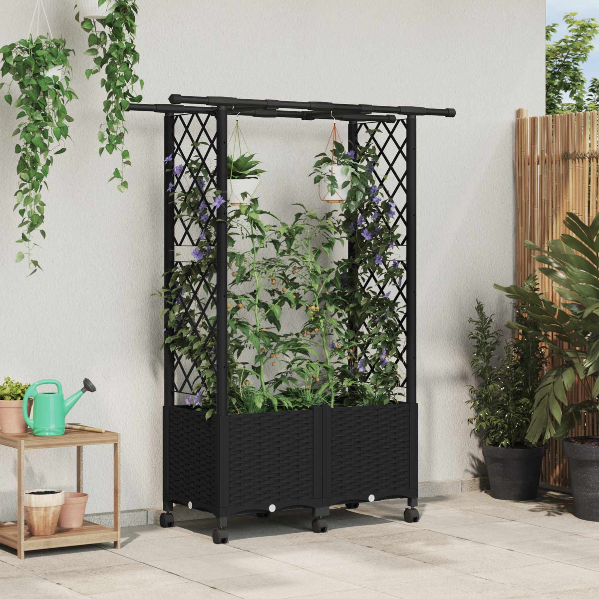 Povišeni krevet s mrežom i krovom Crna 124,5 x 40 x 142 cm PP
