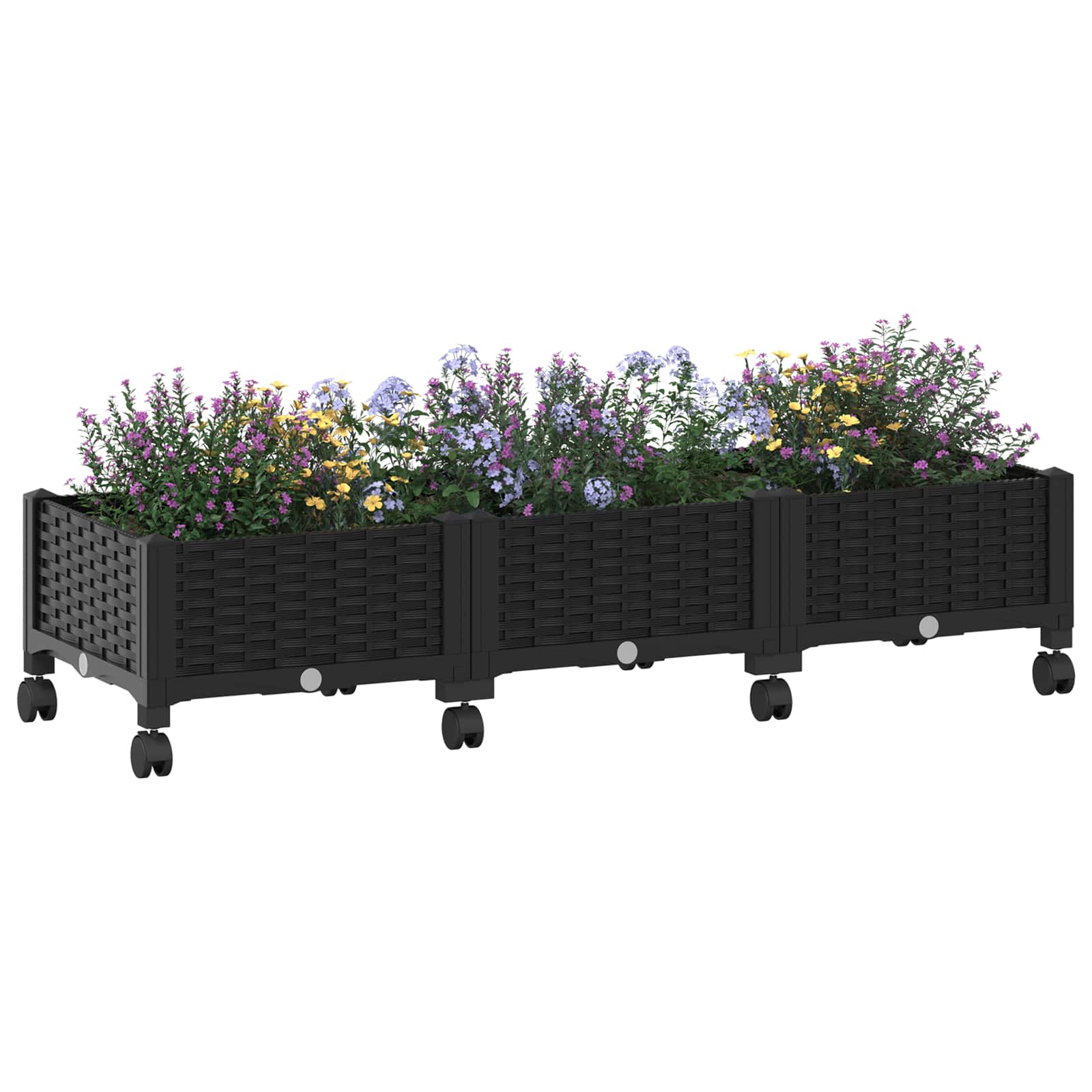 Vrtni saksija s kotačima Crna 120 x 40 x 29 cm PP