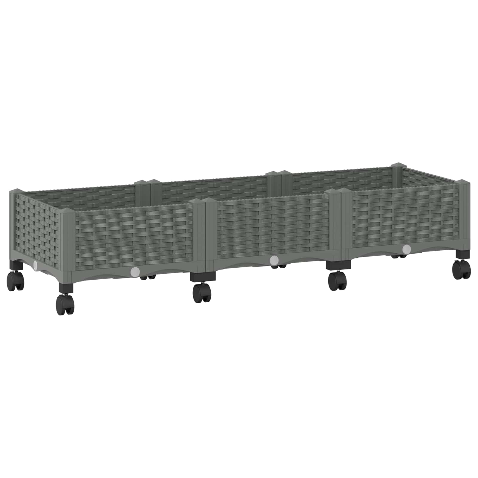 Vrtni saksija s kotačima Svjetlosiva 120 x 40 x 33 cm PP
