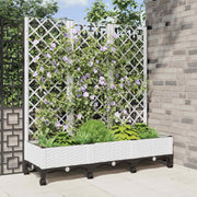 Vrtni saksija s rešetkom i kotačima Bijela 120 x 40 x 131,5 cm