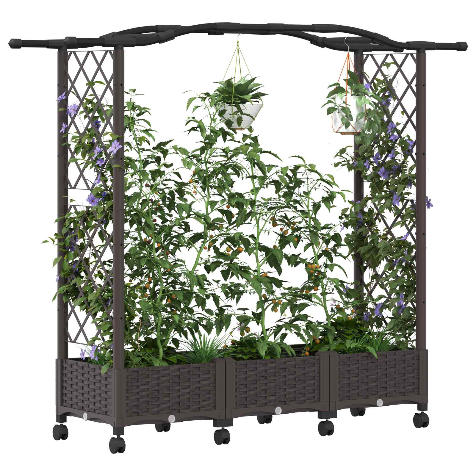 Povišeni krevet s rešetkom i kotačima Smeđa 169 x 40 x 129 cm