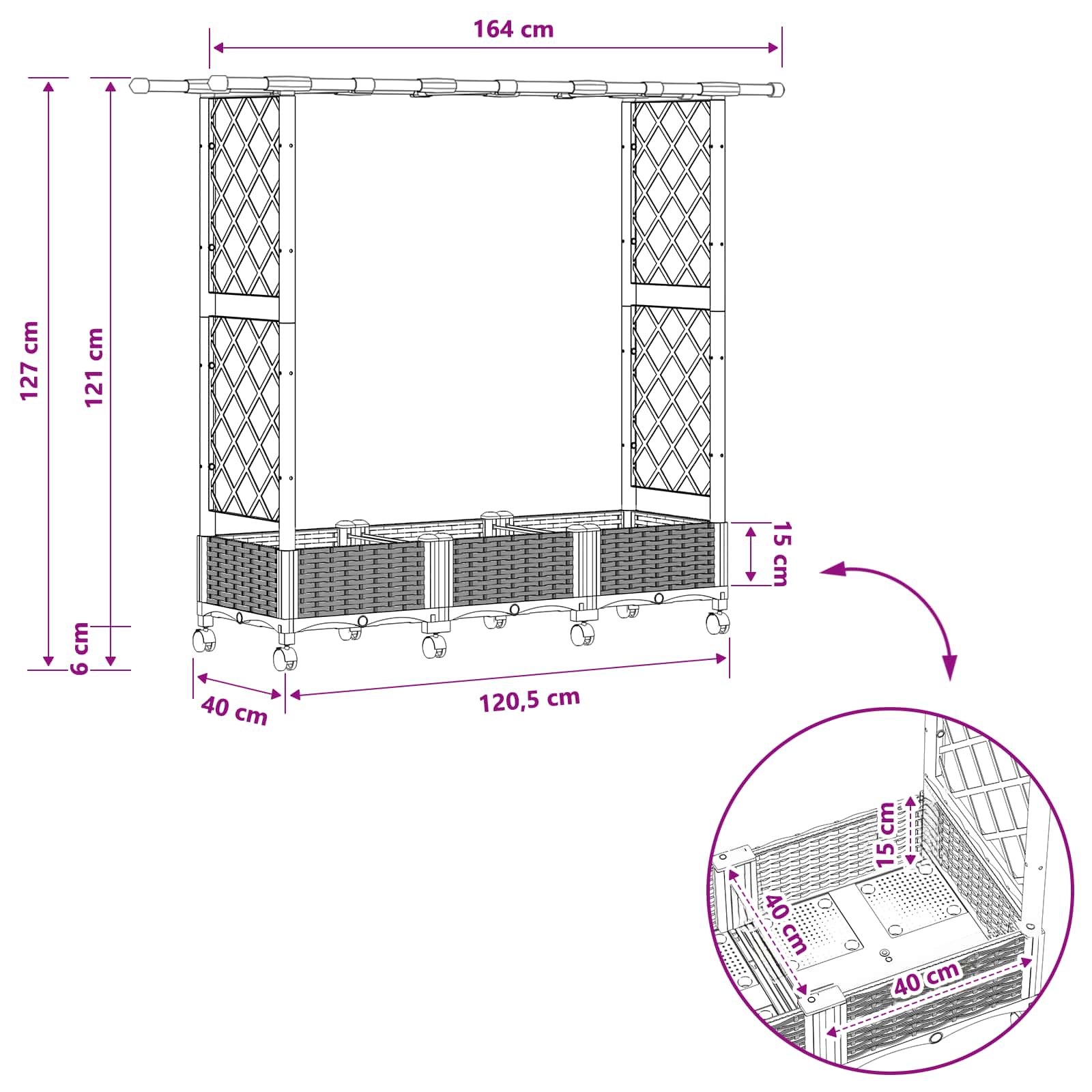 Povišeni krevet s mrežom i krovom Crna 164 x 40 x 127 cm PP