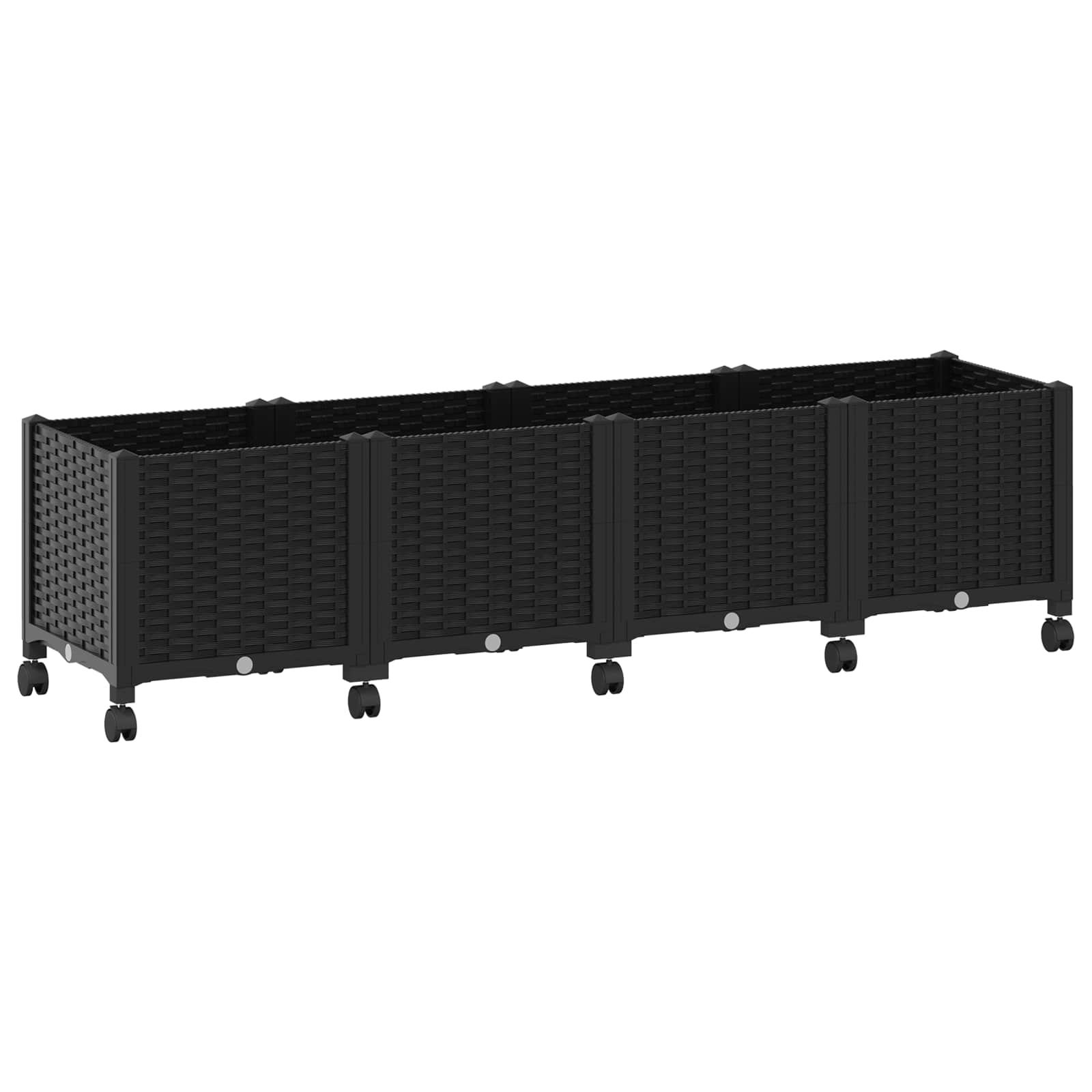 Vrtni saksija s kotačima Crna 160 x 40 x 44 cm PP