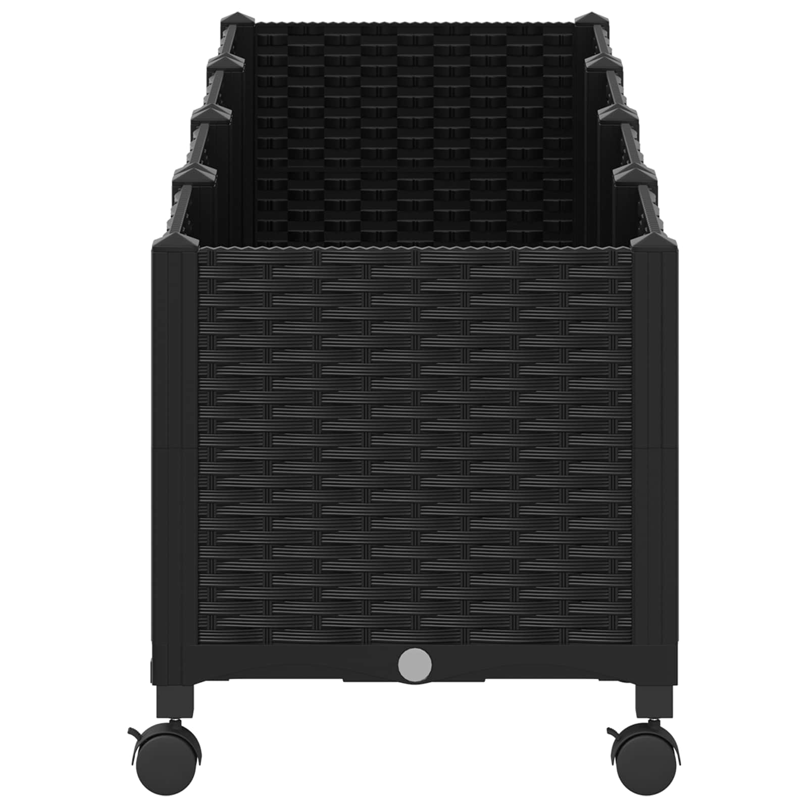Vrtni saksija s kotačima Crna 160 x 40 x 44 cm PP