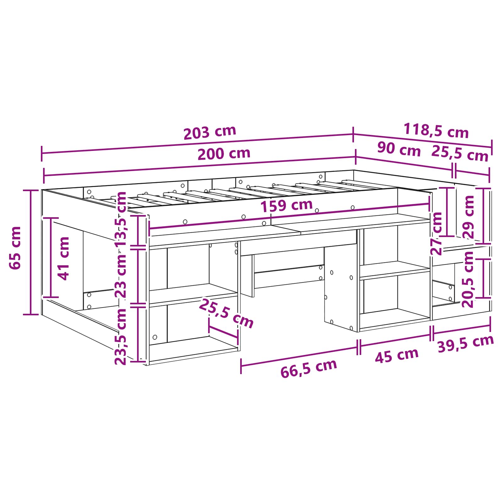 Krevet za djecu s ladicama Bijela 90 x 200 cm Konstruirano drvo