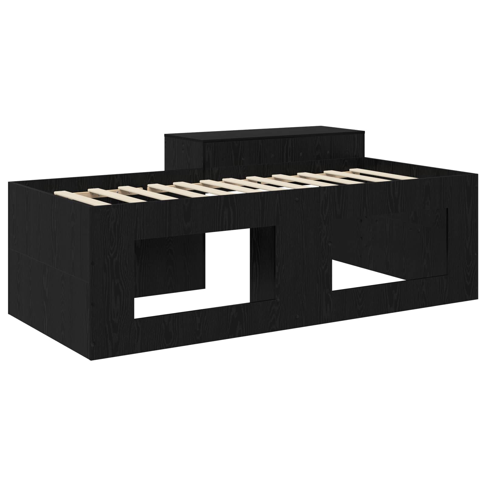 Krevet za djecu s visokim okvirom i stolom Crna 75 x 190 cm