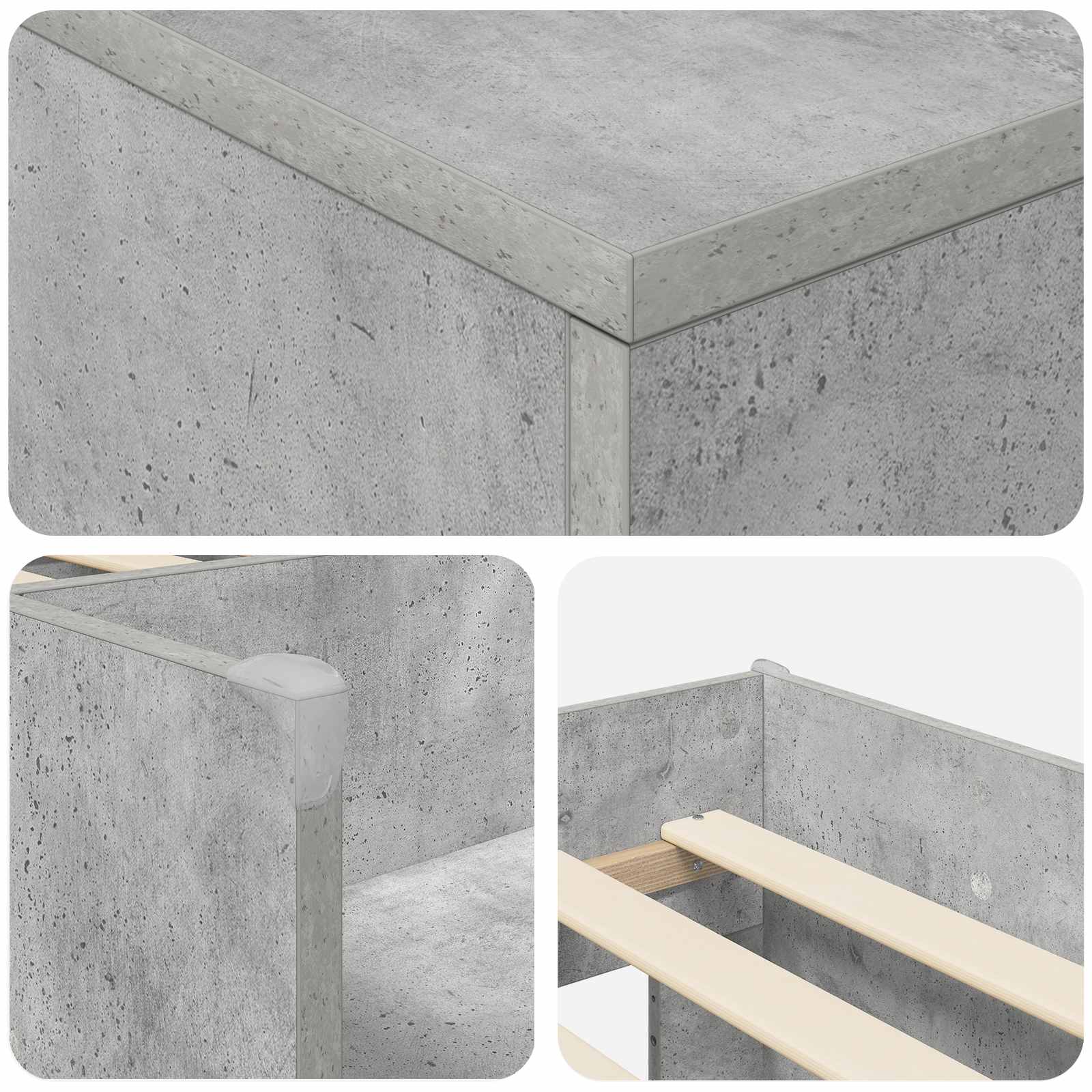 Okvir kreveta potkrovlja s ormarom 3 kom. Betonska siva