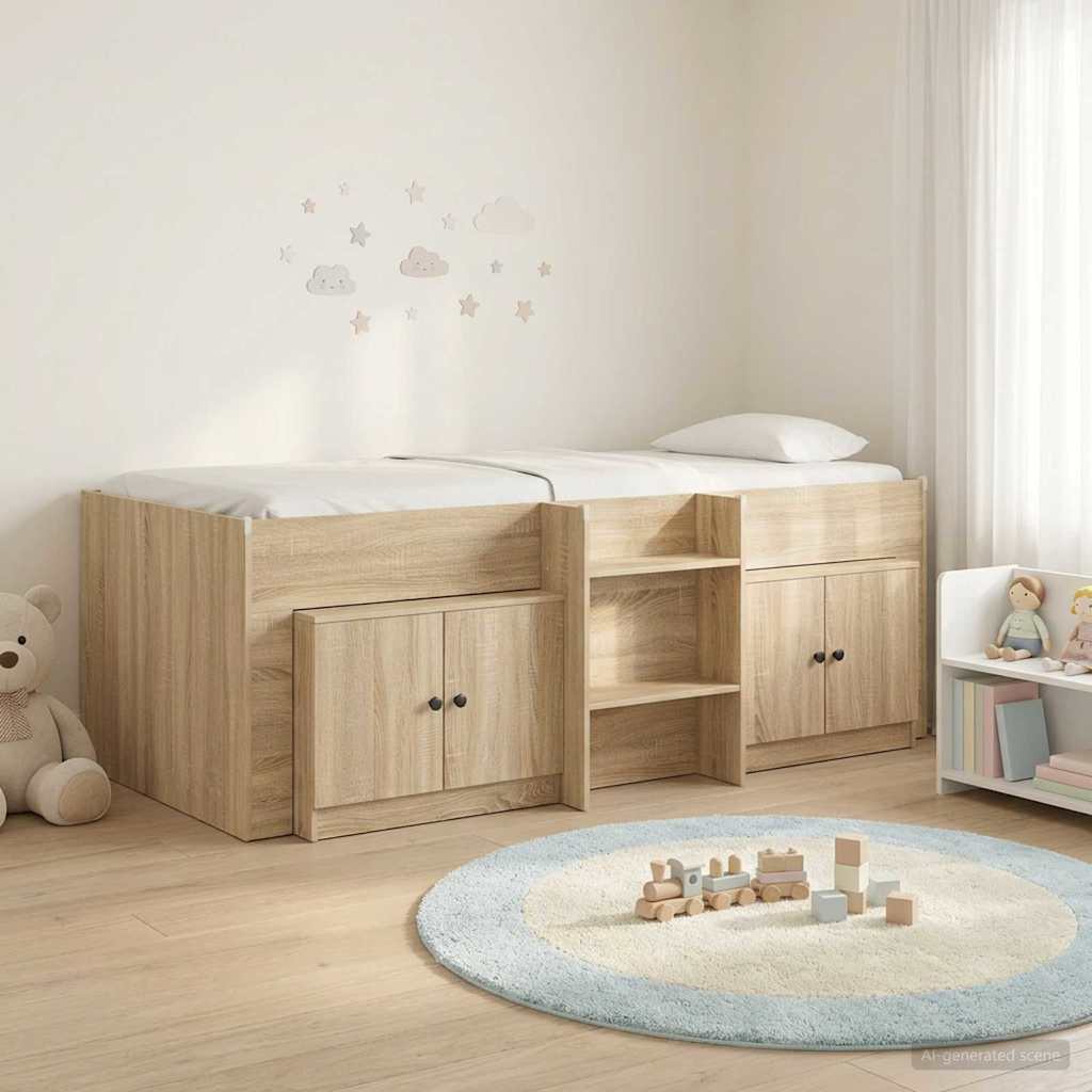Loft krevet s ormarom 3 kom. Hrast sonoma Konstruirano drvo