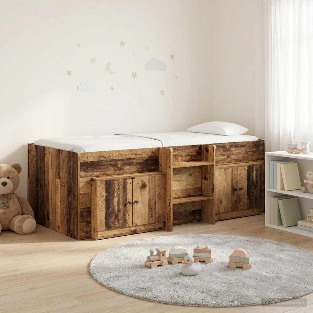 Loft krevet s ormarom 3 kom. Staro drvo Konstruirano drvo