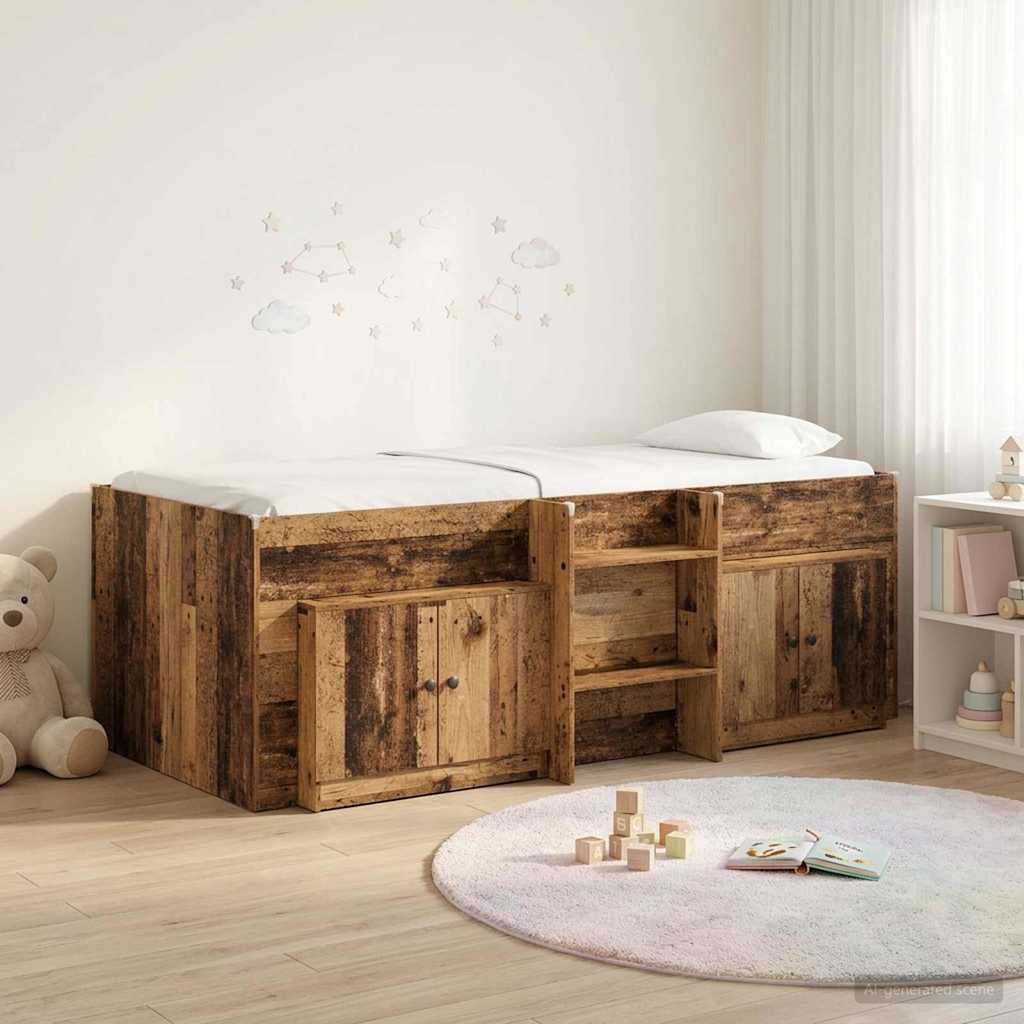Loft krevet s ormarom 3 kom. Staro drvo Konstruirano drvo