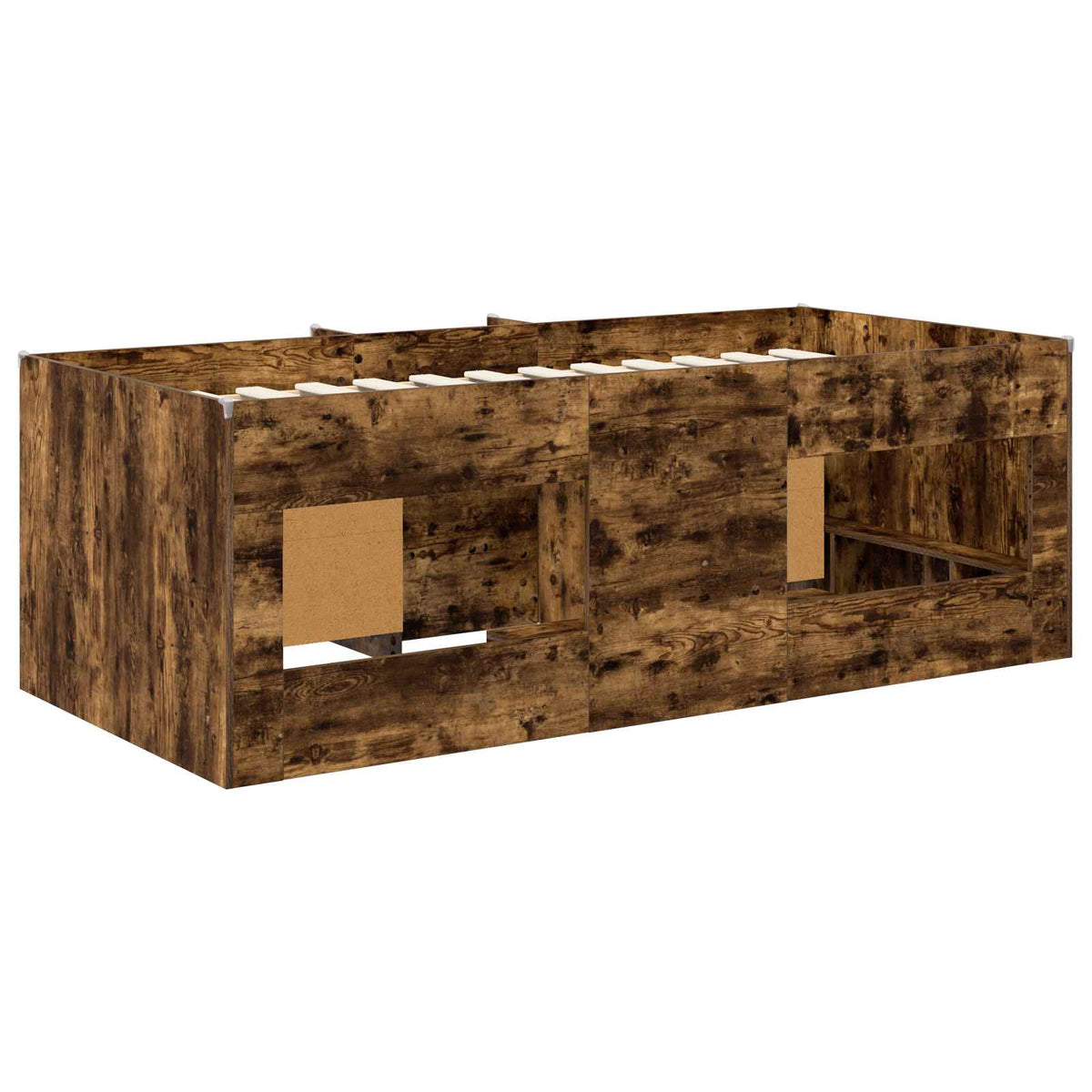 Loft krevet s ormarom 3 kom. Dimljeni hrast Konstruirano drvo Smeđa 90 x 200 cm