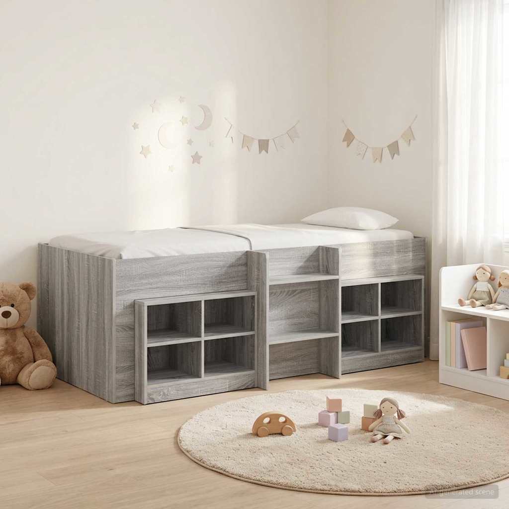 Loft krevet s ormarom 3 kom. Siva Sonoma Konstruirano drvo