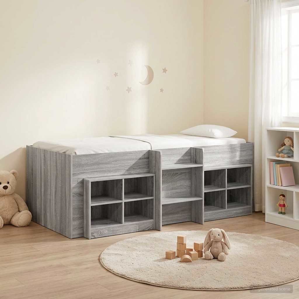 Loft krevet s ormarom 3 kom. Siva Sonoma Konstruirano drvo 98.5 x 200 cm