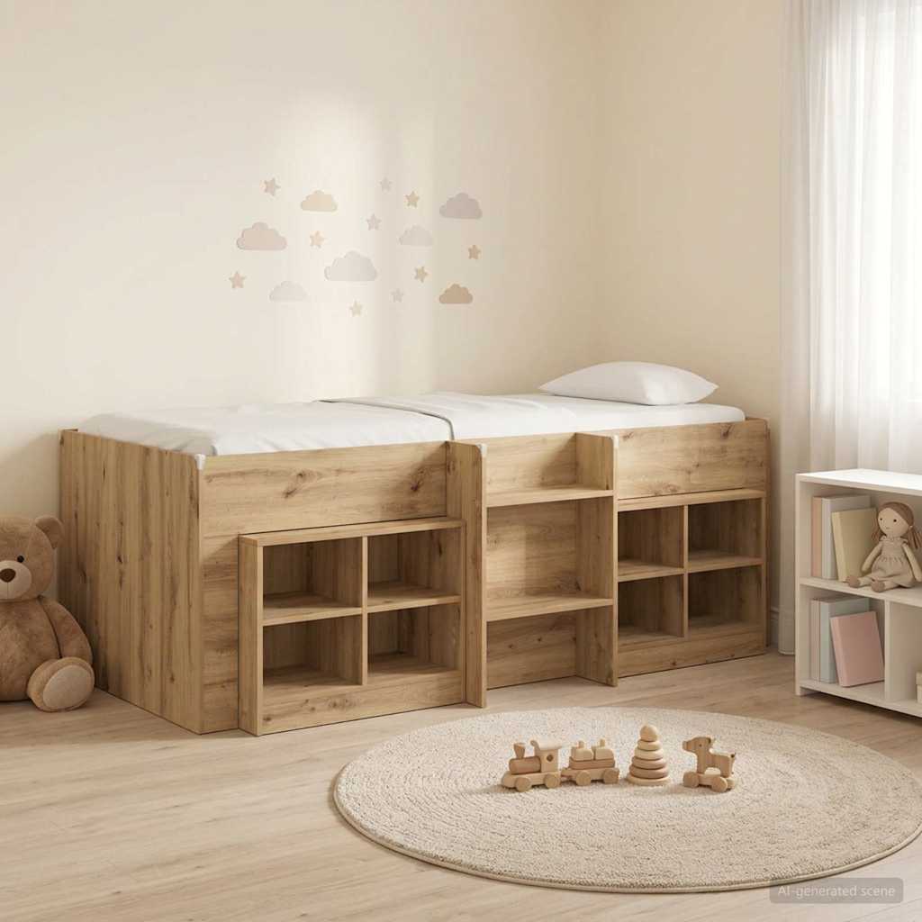 Loft krevet s ormarom 3 kom. Hrast artisan Konstruirano drvo