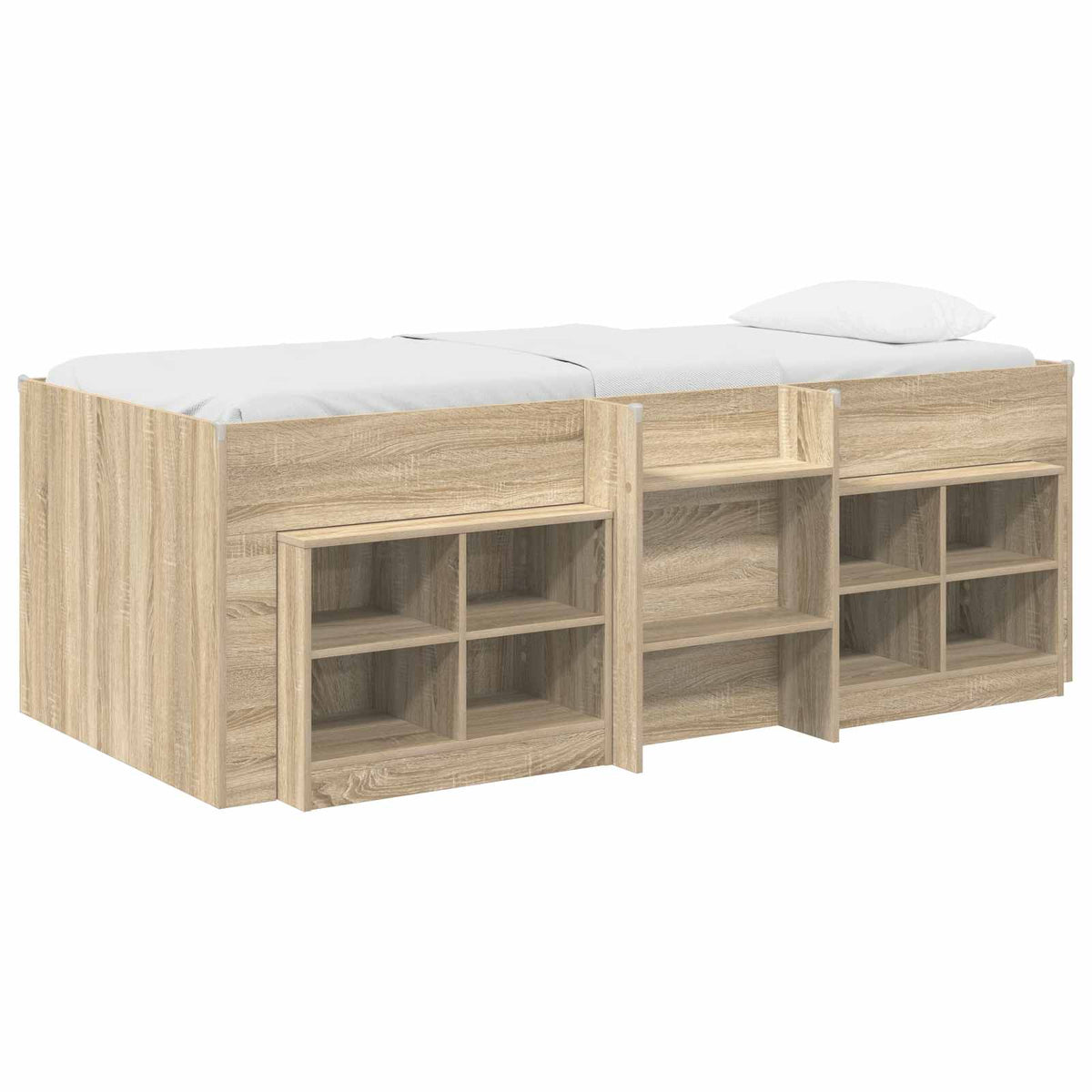 Loft krevet s ormarom 3 kom. Hrast sonoma Konstruirano drvo Smeđa 75 x 190 cm