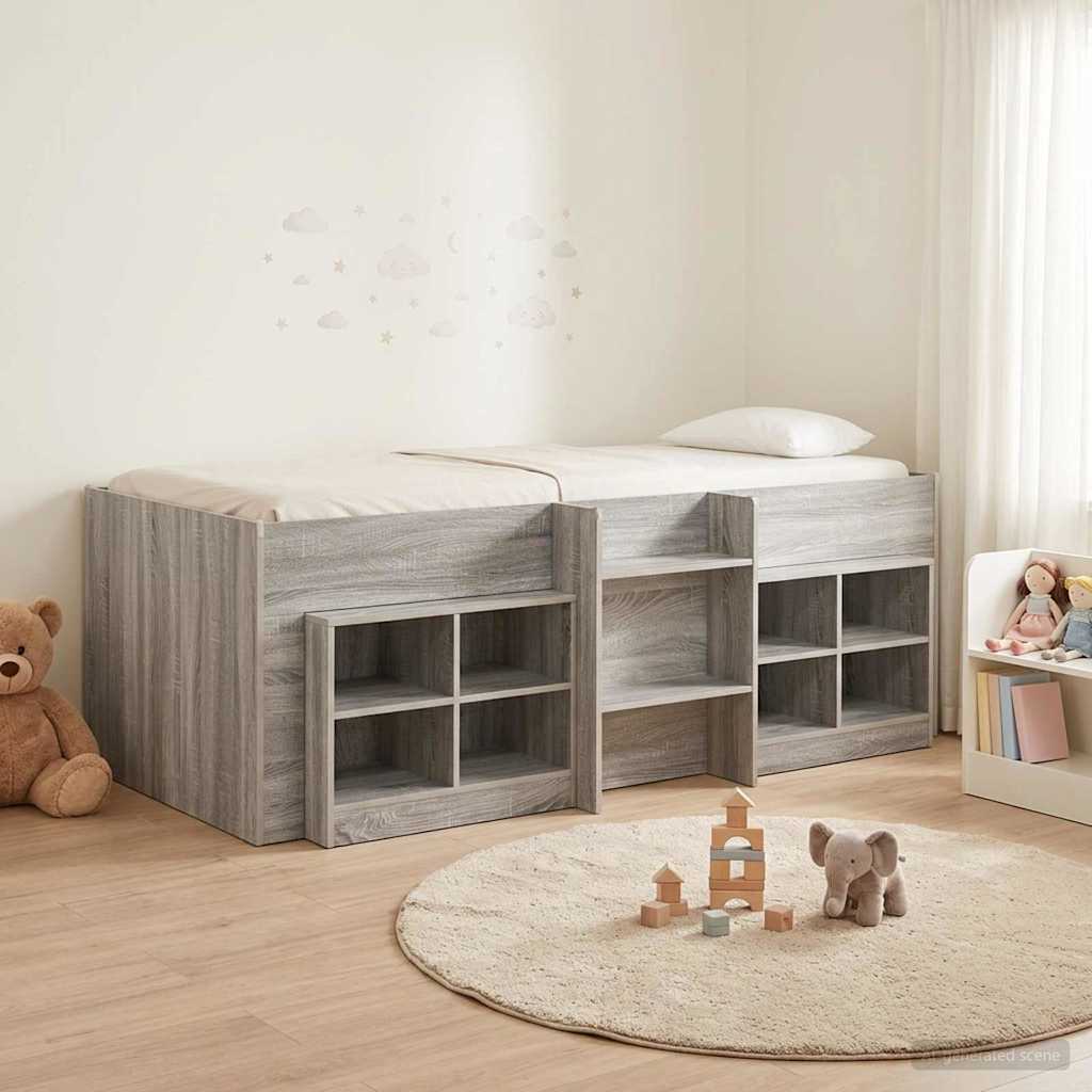 Loft krevet s ormarom 3 kom. Siva Sonoma Konstruirano drvo