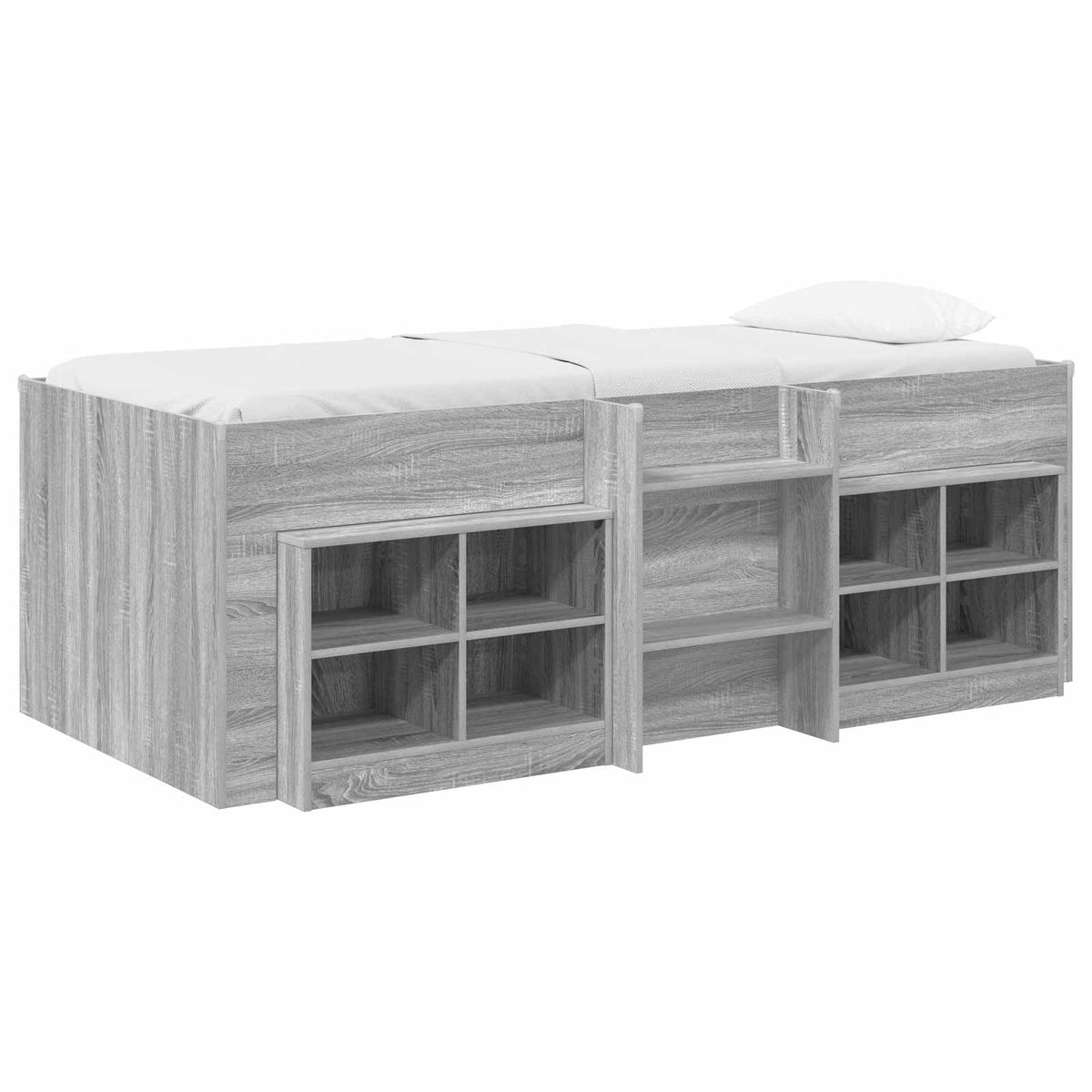 Loft krevet s ormarom 3 kom. Siva Sonoma Konstruirano drvo 75 x 190 cm