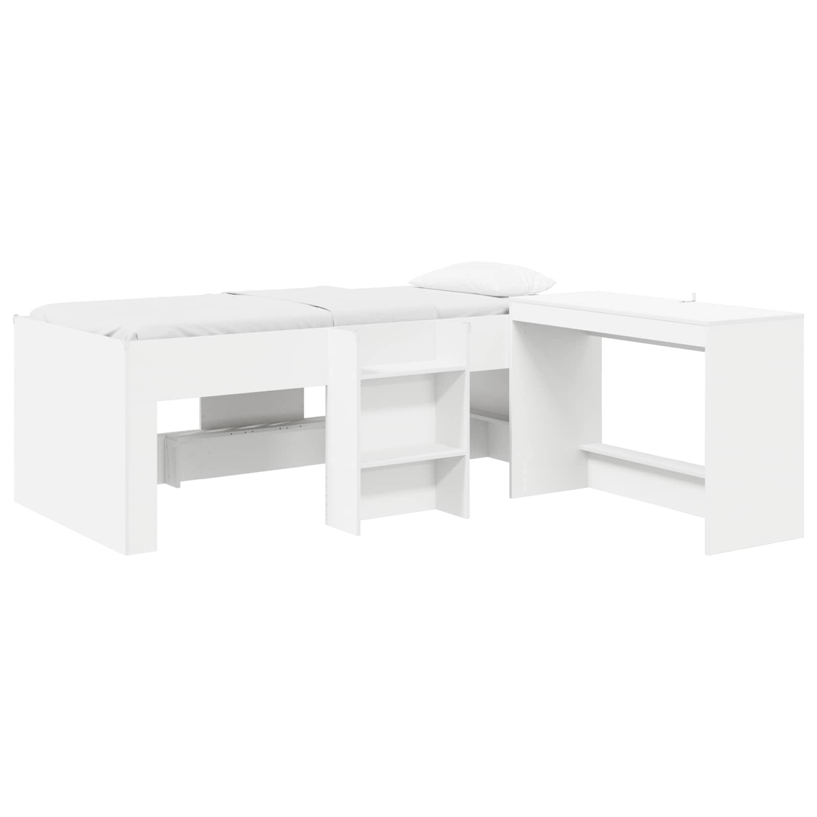 Krevet za djecu s visokim okvirom i stolom Bijela 98.5 x 200 cm