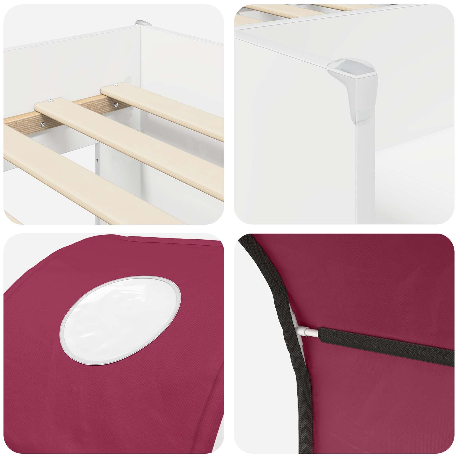Krevet s Tunelom 4 pcs Bijela i crvena Konstruirano drvo