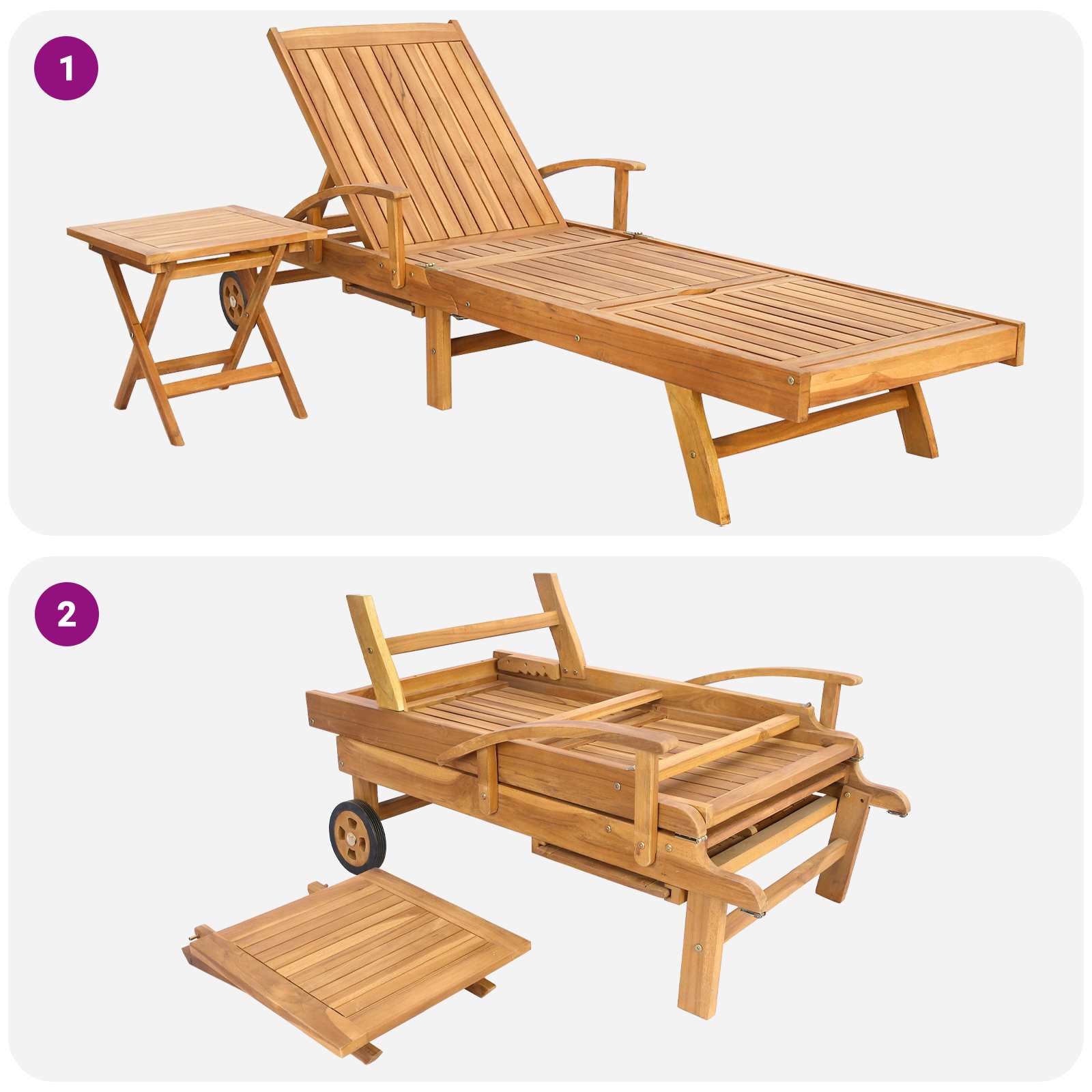 Suncobran s stolom 2 pcs Smeđa 40 x 40 x 40 cm Čvrsto teak drvo