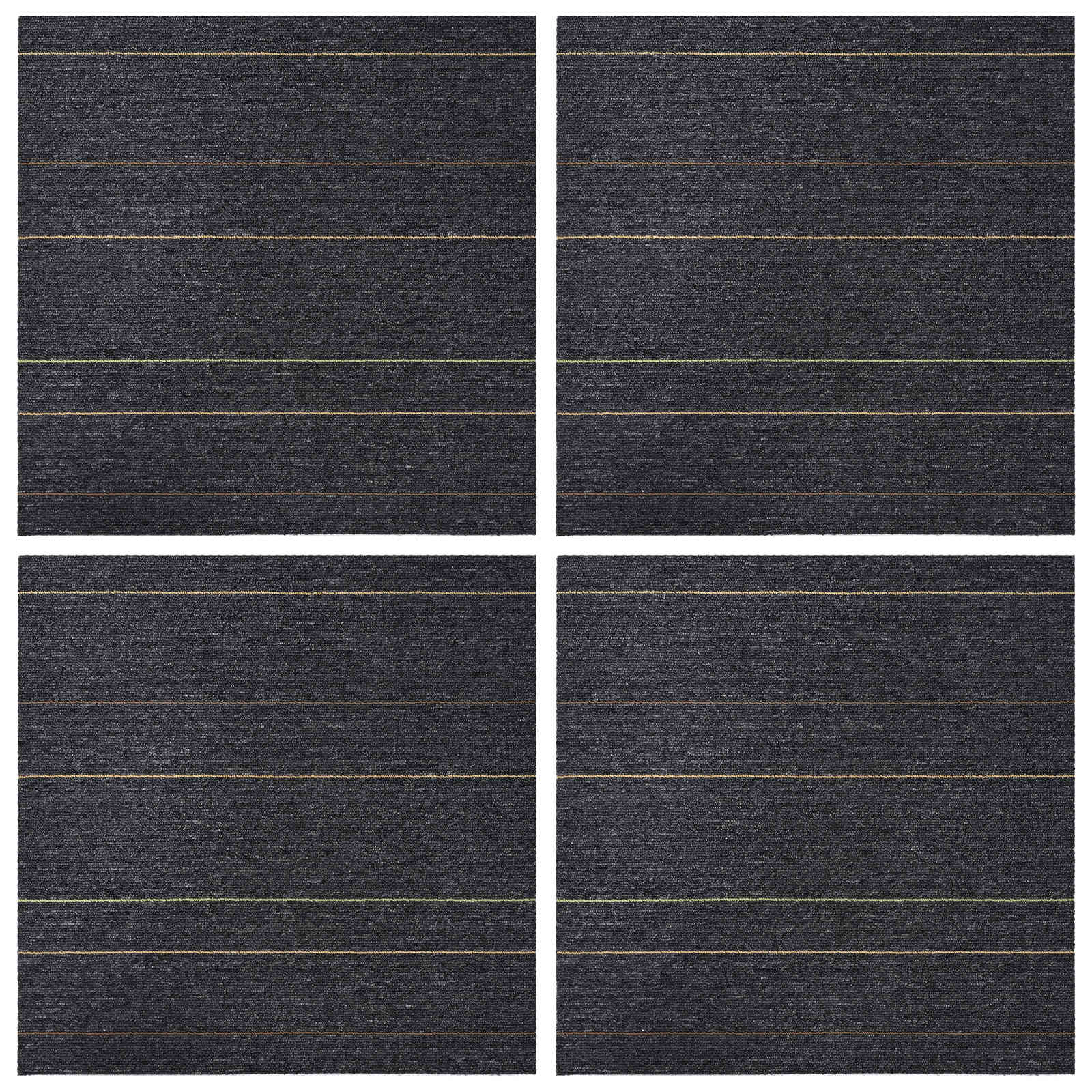 Tepih pločica Tamnosiva s prugama 50 x 50 cm 4 pcs PP i bitumen