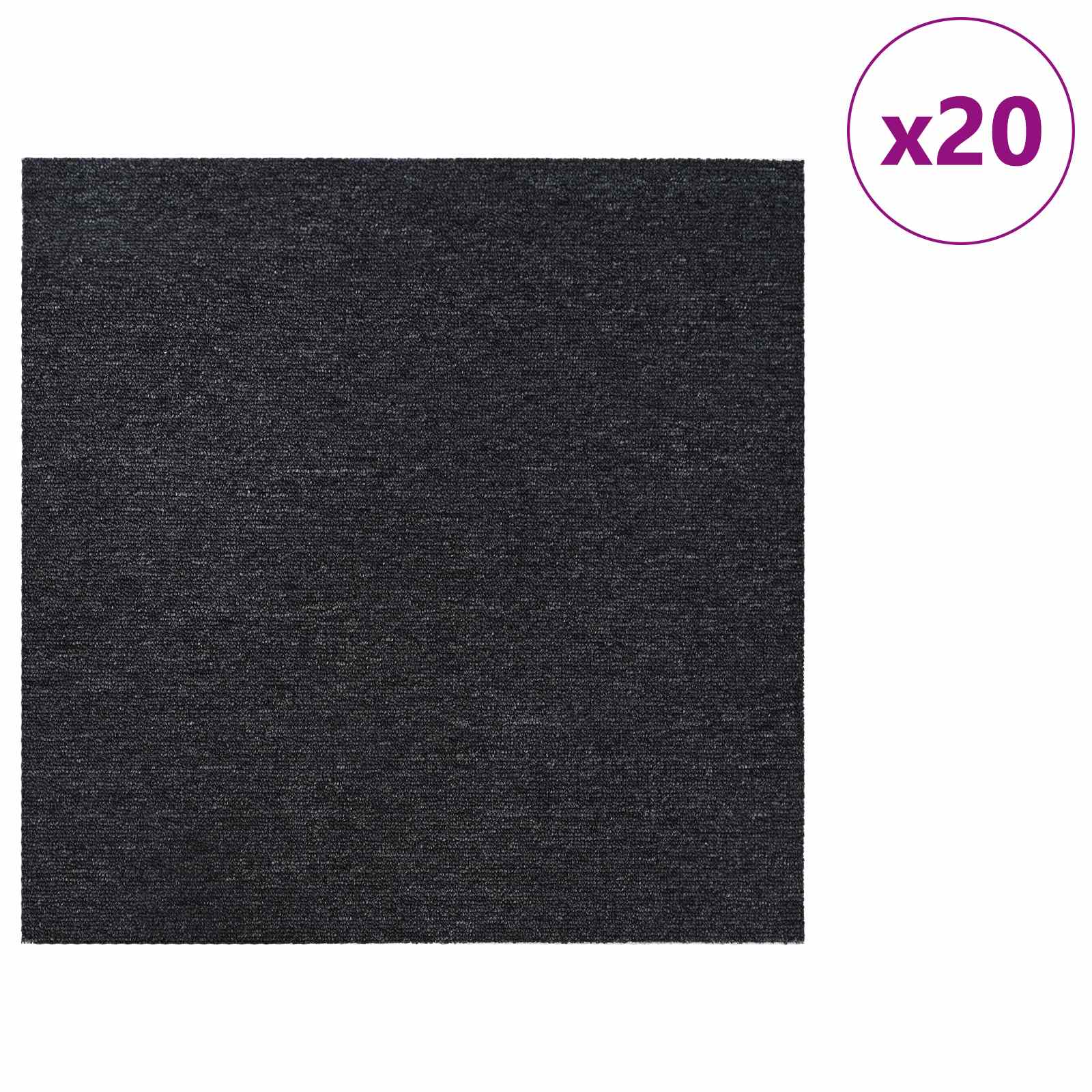 Tepih pločica Tamnosiva 50 x 50 cm 20 pcs PP i bitumen