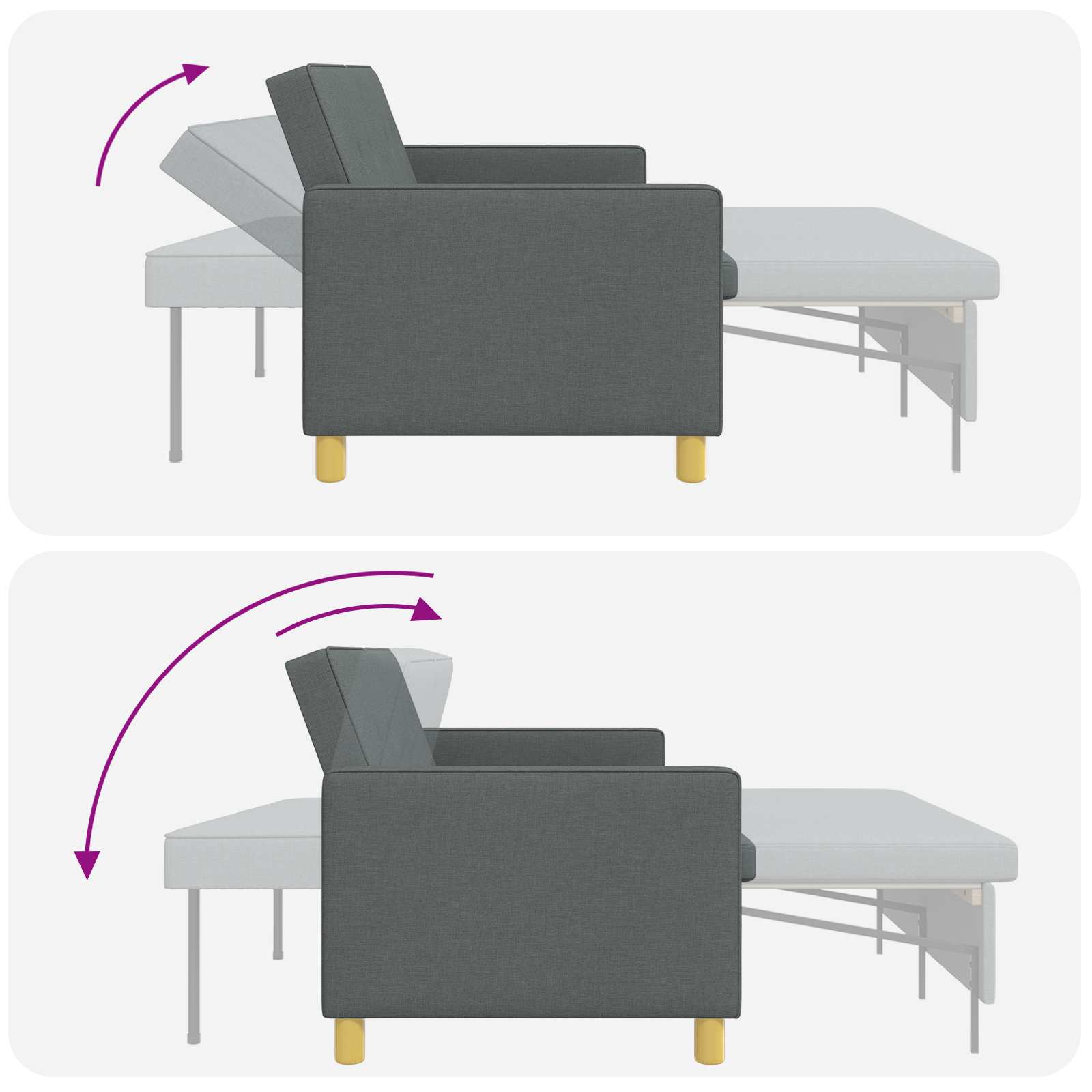 Krevet-sofa na razvlačenje Tamnosiva Tkanina