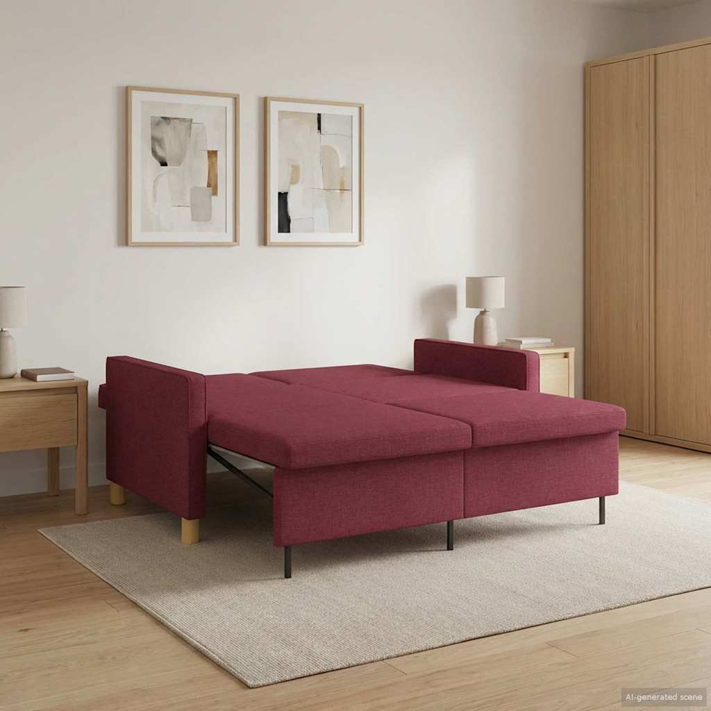 Krevet-sofa na razvlačenje Vinska crvena Tkanina