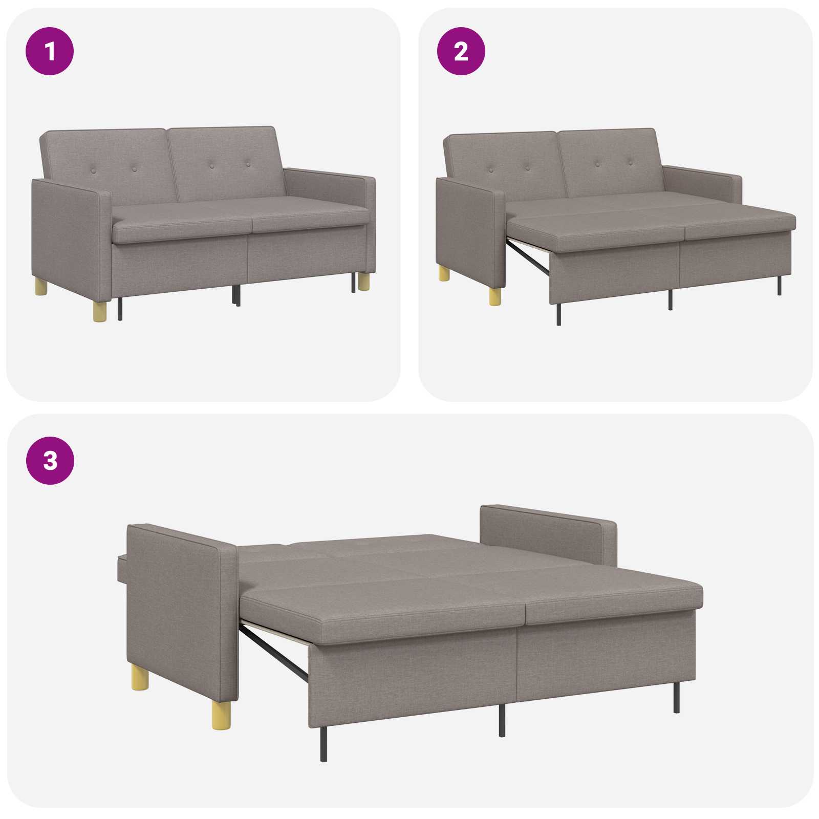 Krevet-sofa na razvlačenje Sivosmeđa Tkanina
